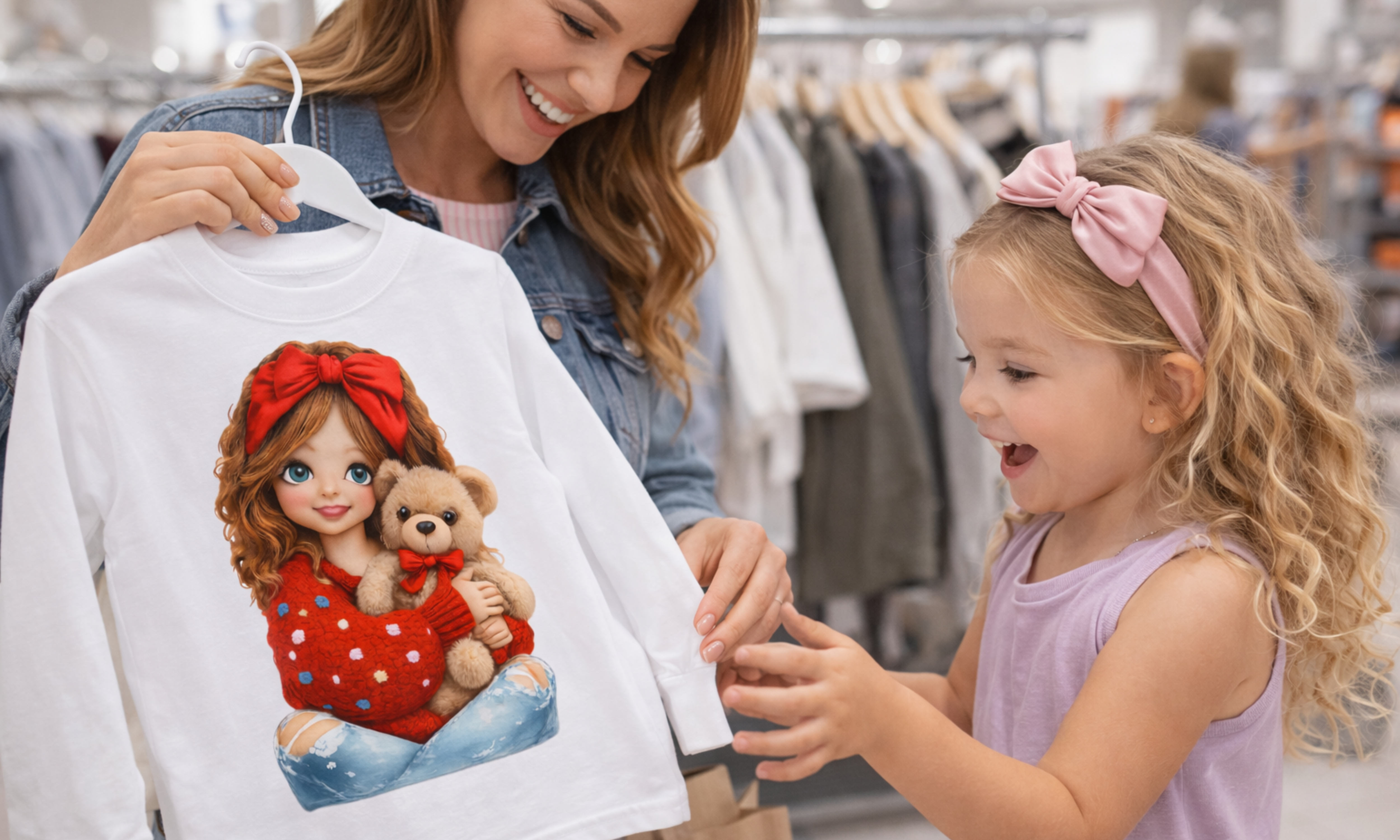 Cute Girl with Teddy Toddler Sweatshirt — Kids Pullover Graphic