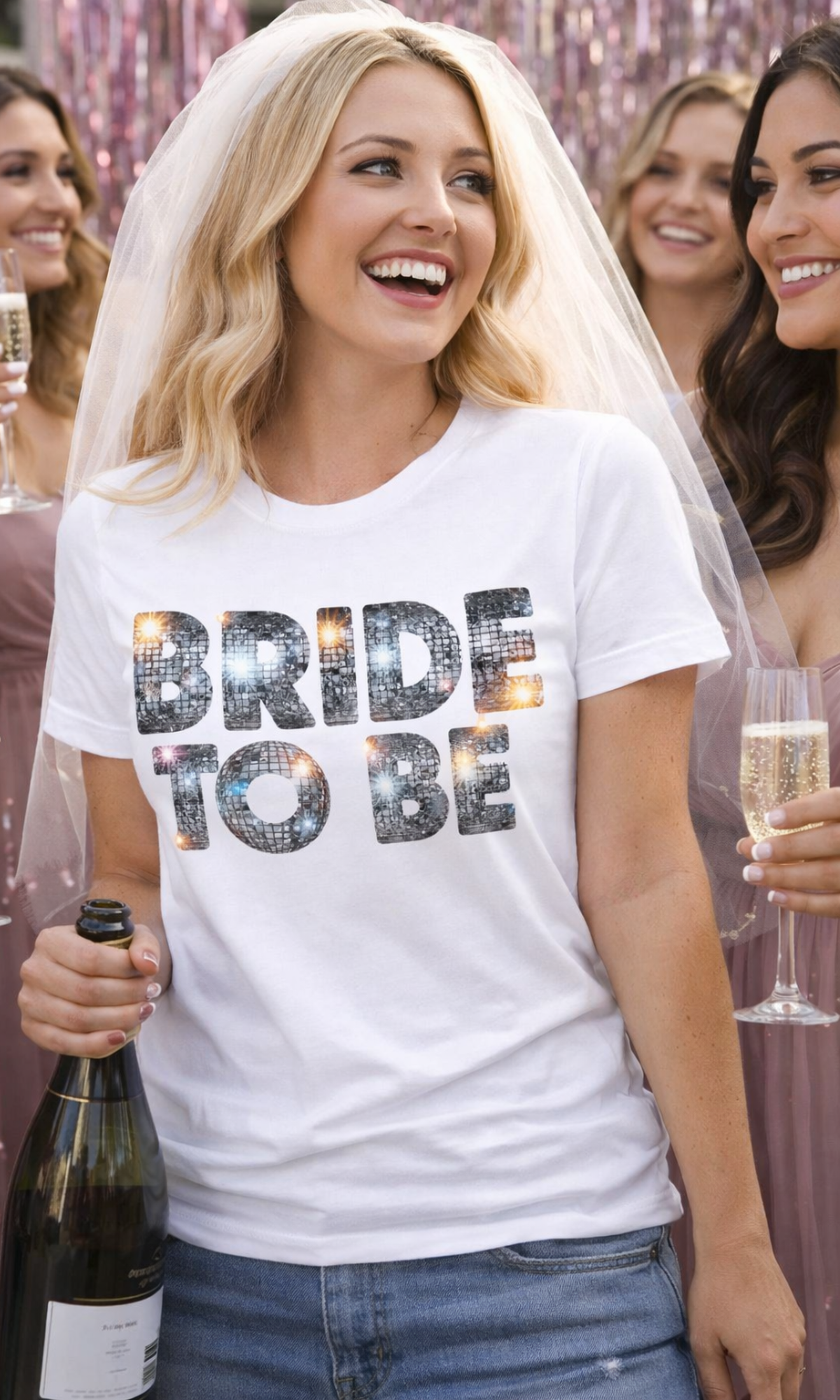 Bride To Be T‑Shirt — Bachelorette Party Tee with Glitter Lettering