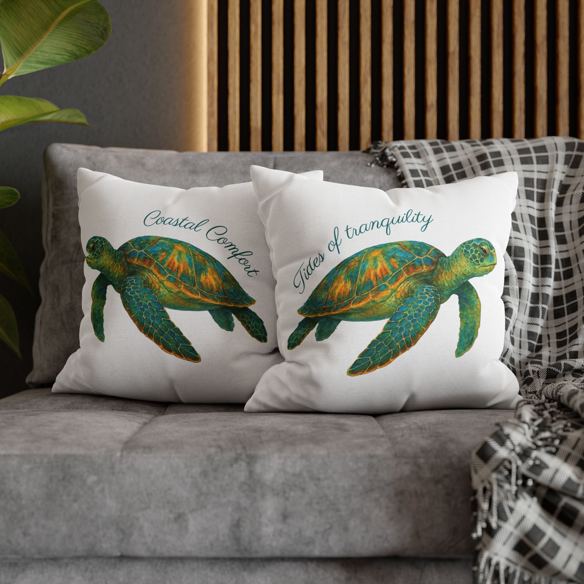 Tides of Tranquility Beach House Turtle Pillow, 4 sizes product thumbnail image