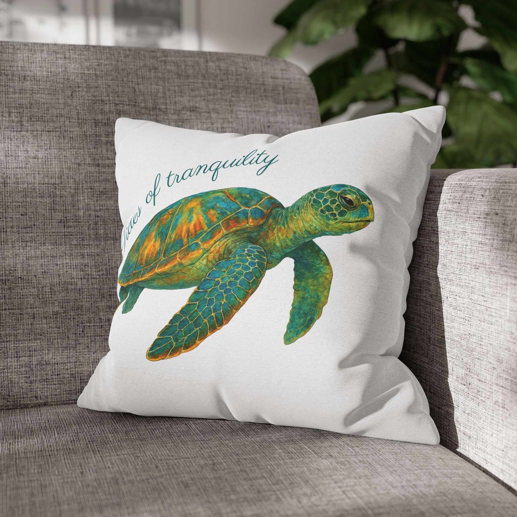 Tides of Tranquility Beach House Turtle Pillow, 4 sizes product thumbnail image