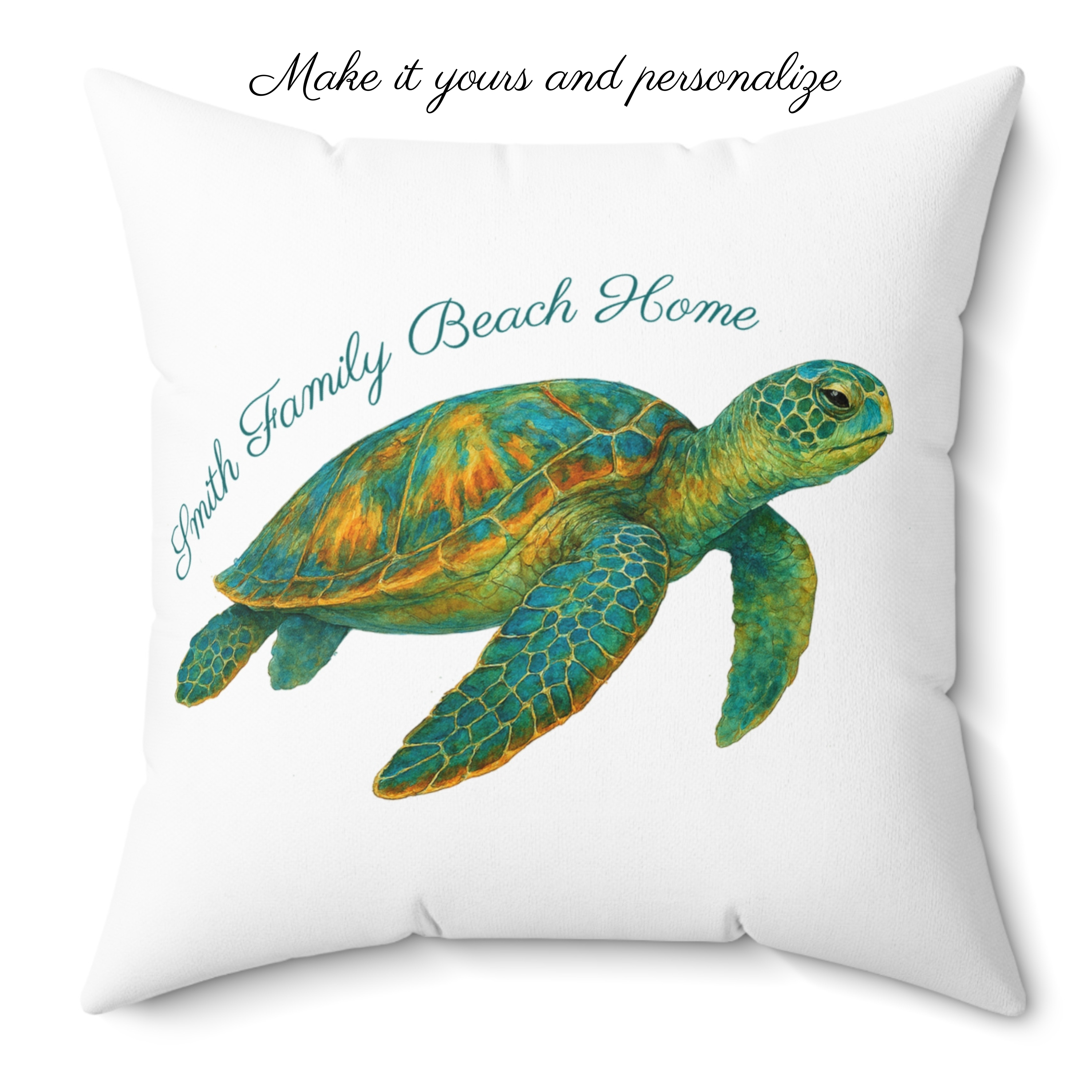 Tides of Tranquility Beach House Turtle Pillow, 4 sizes product thumbnail image