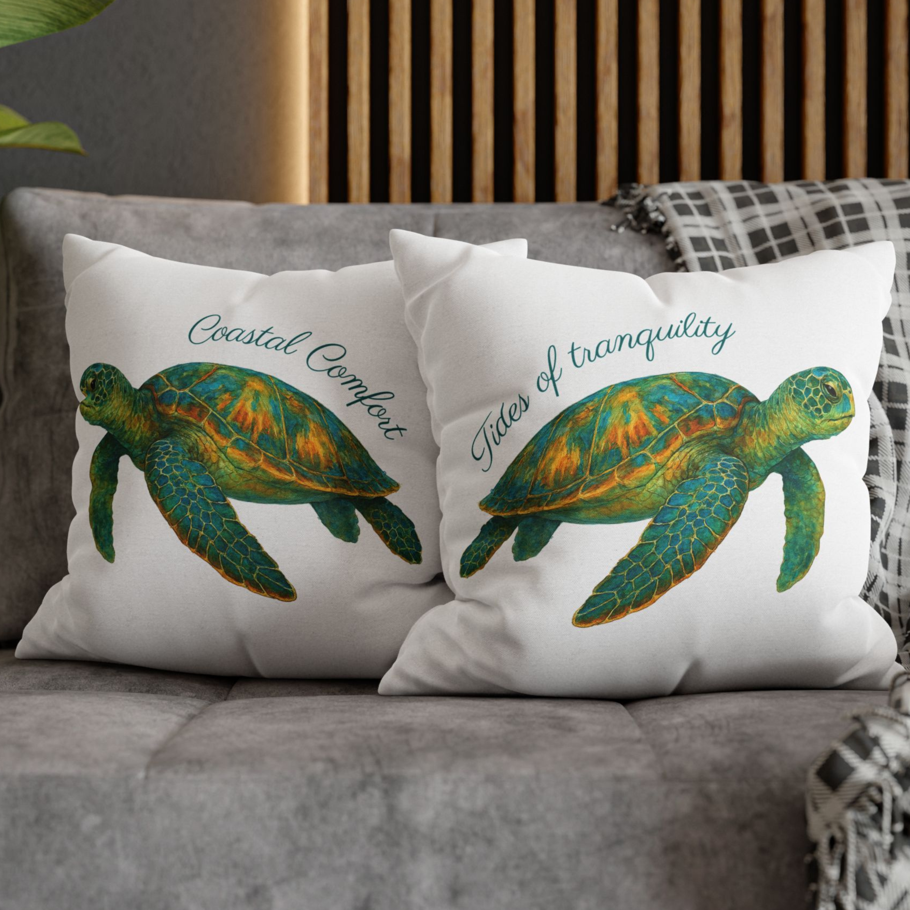 Tides of Tranquility Beach House Turtle Pillow, 4 sizes product thumbnail image