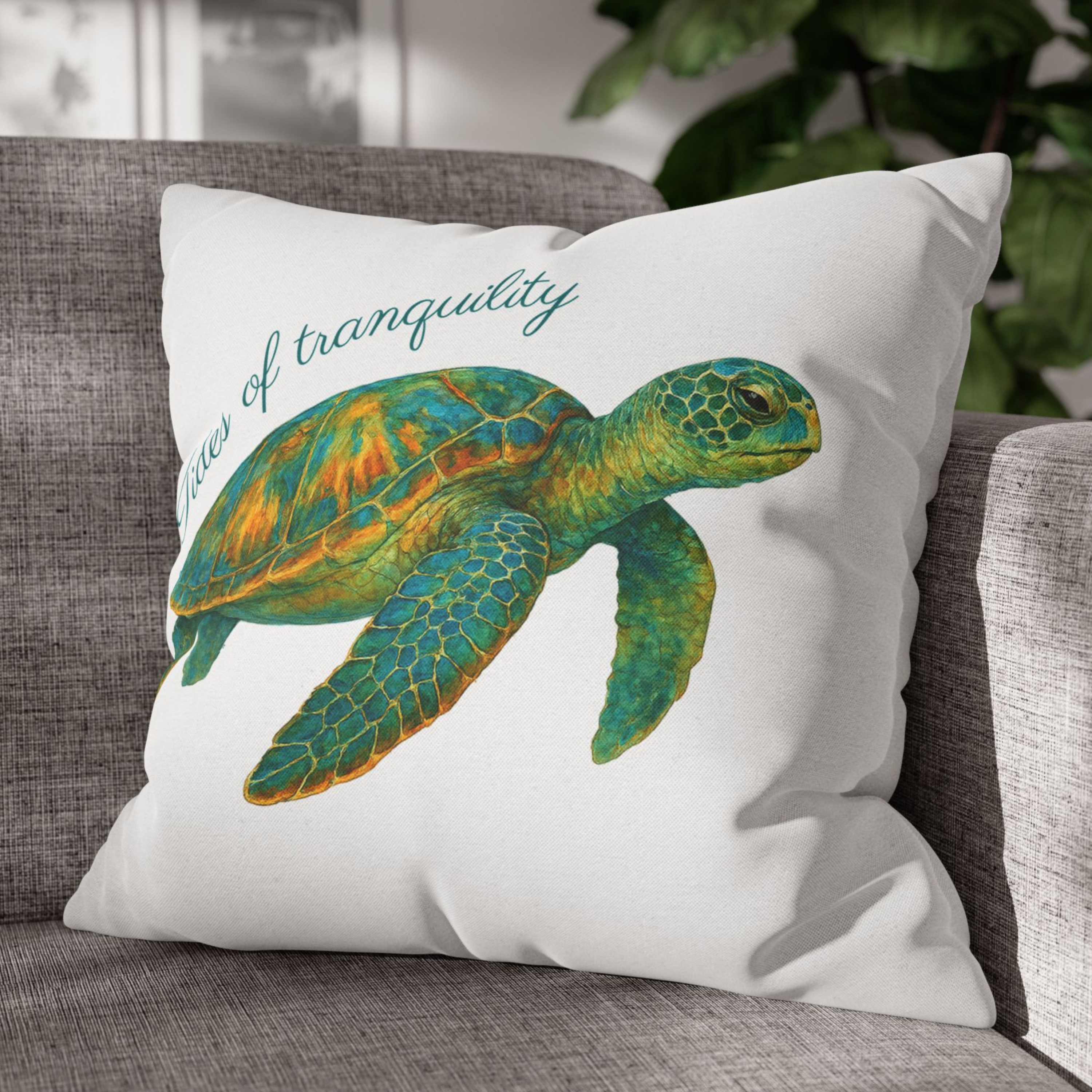Tides of Tranquility Beach House Turtle Pillow, 4 sizes product thumbnail image