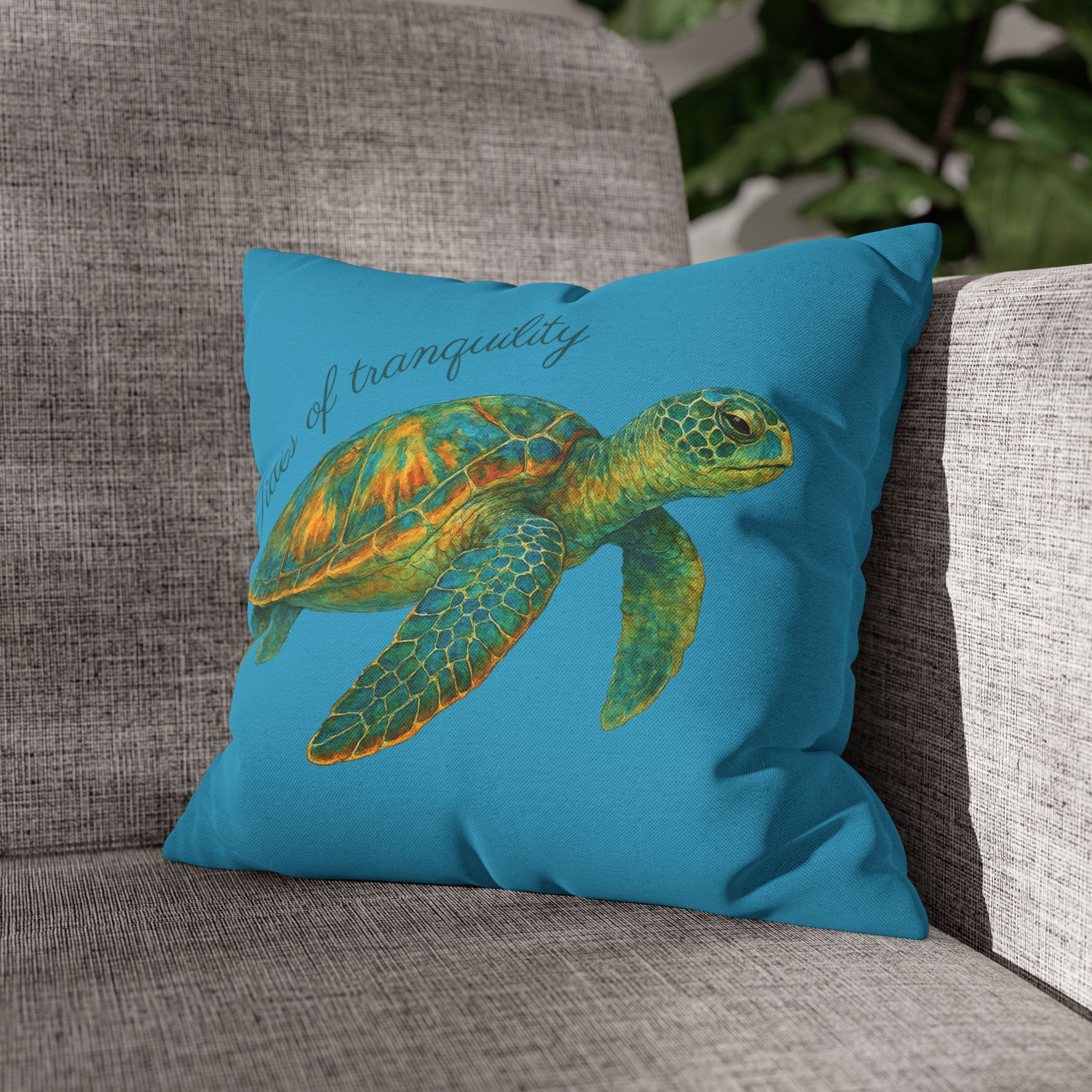 Tides of Tranquility (Turquoise) Beach House Turtle Pillow, 4 sizes product thumbnail image