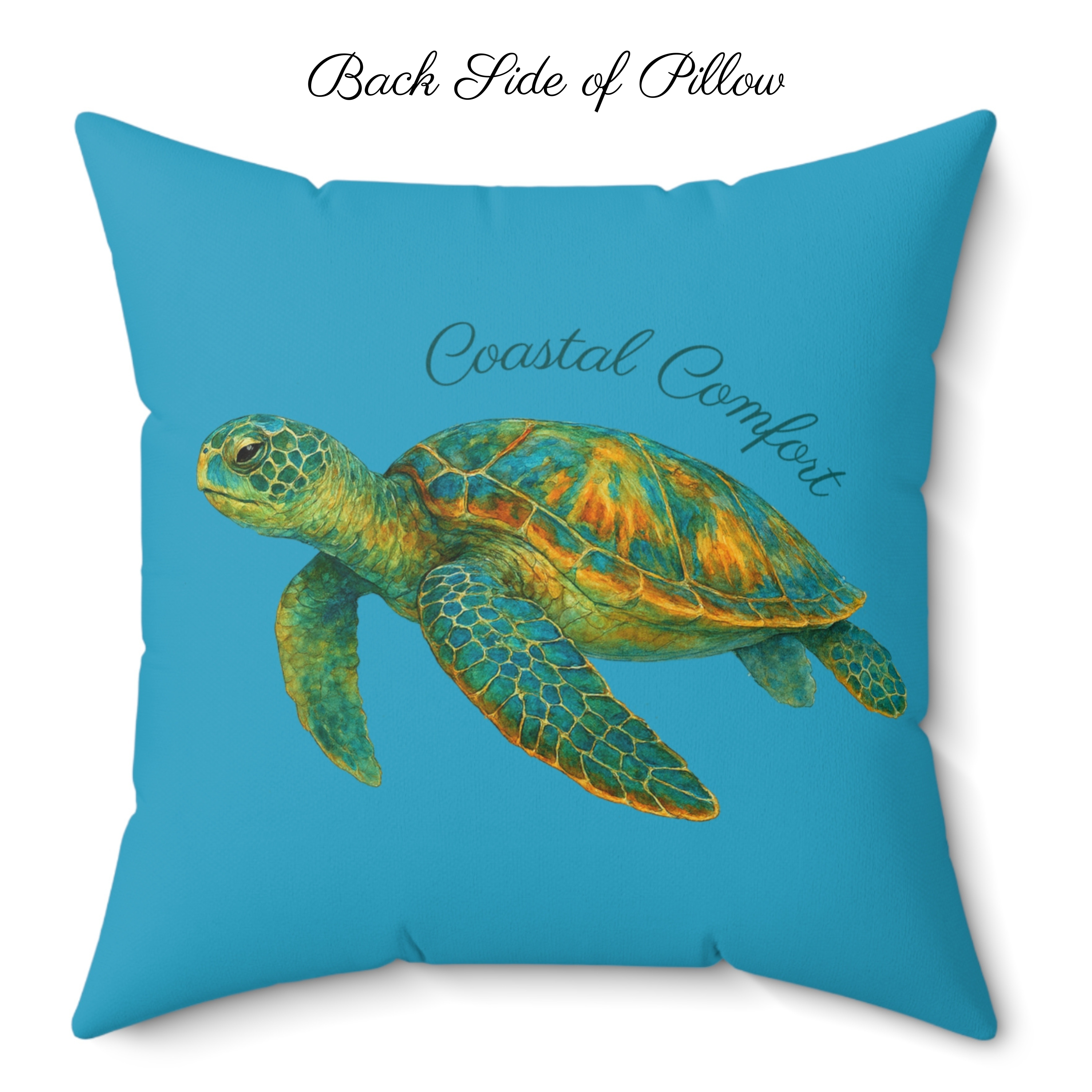 Tides of Tranquility (Turquoise) Beach House Turtle Pillow, 4 sizes product thumbnail image
