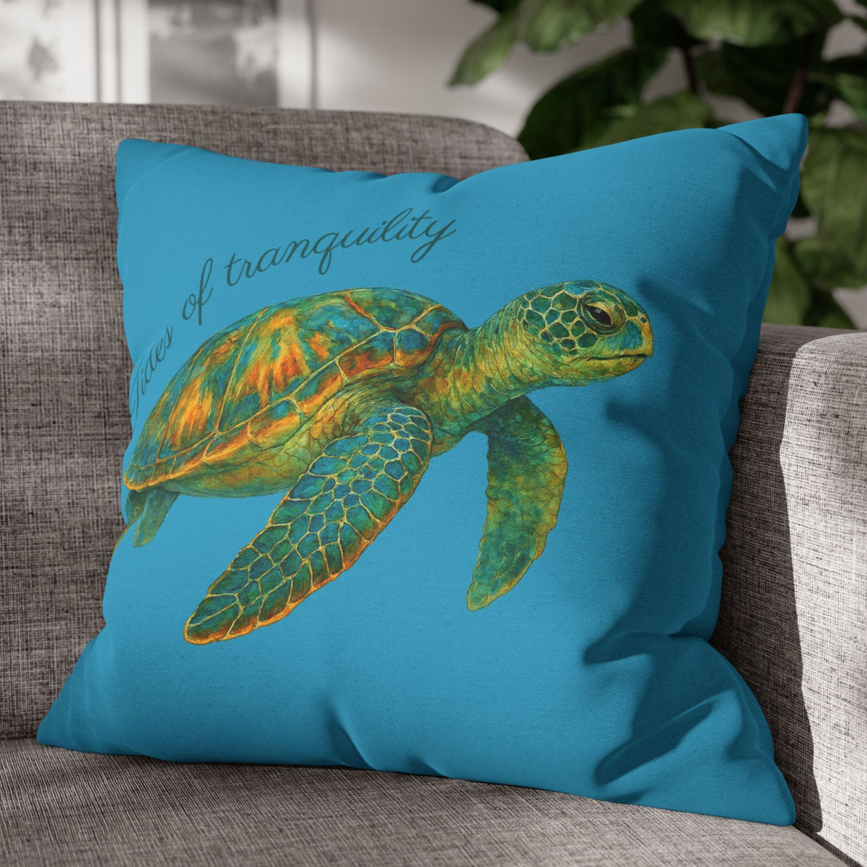 Tides of Tranquility (Turquoise) Beach House Turtle Pillow, 4 sizes product thumbnail image Tides of Tranquility (Turquoise) Beach House Turtle Pillow, 4 sizes product thumbnail image