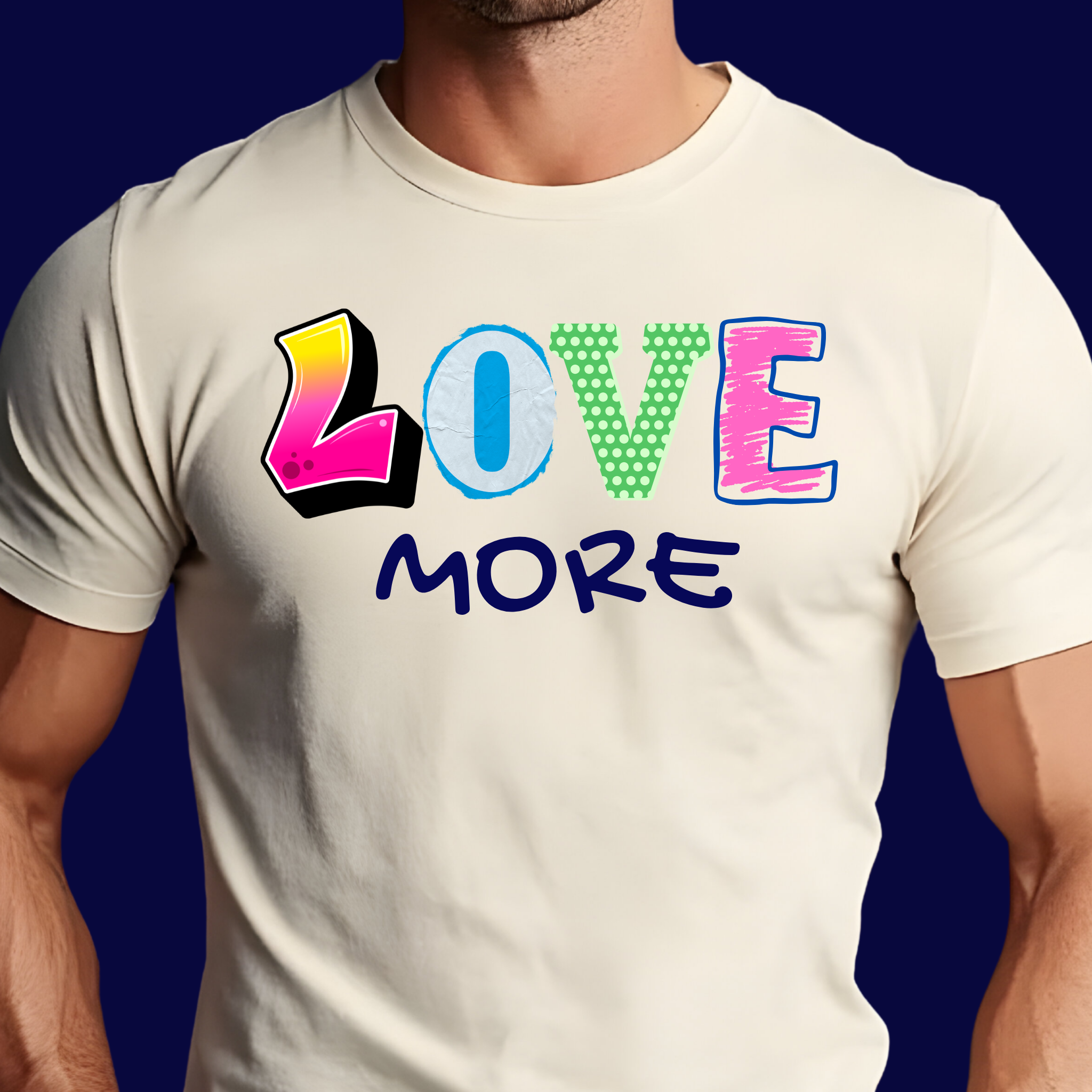 Love More Hate Less T-Shirt — Positive Message Graphic Tee product thumbnail image Love More Hate Less T-Shirt — Positive Message Graphic Tee product thumbnail image