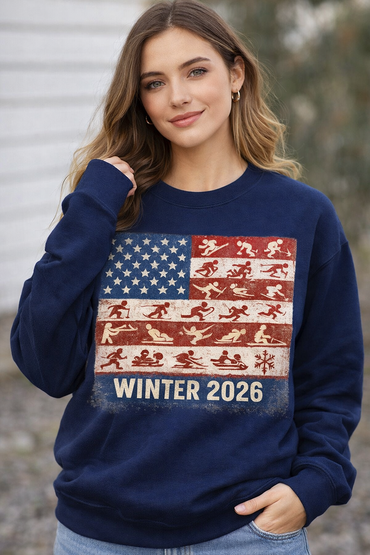 Patriotic Winter 2026 USA Flag Sweatshirt Vintage Olympic Sports Unisex 7 Colors