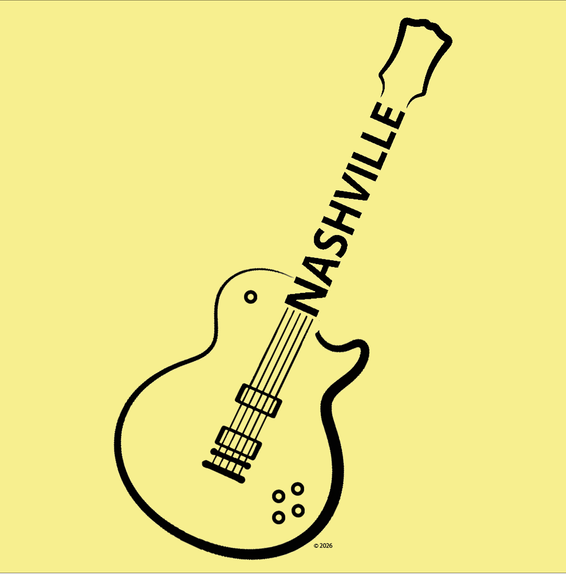 Guitar Line-Art Reverse Silhouette T‑Shirt — 'Nashville' Guitar Minimalist Music Tee product thumbnail image Guitar Line-Art Reverse Silhouette T‑Shirt — 'Nashville' Guitar Minimalist Music Tee product thumbnail image