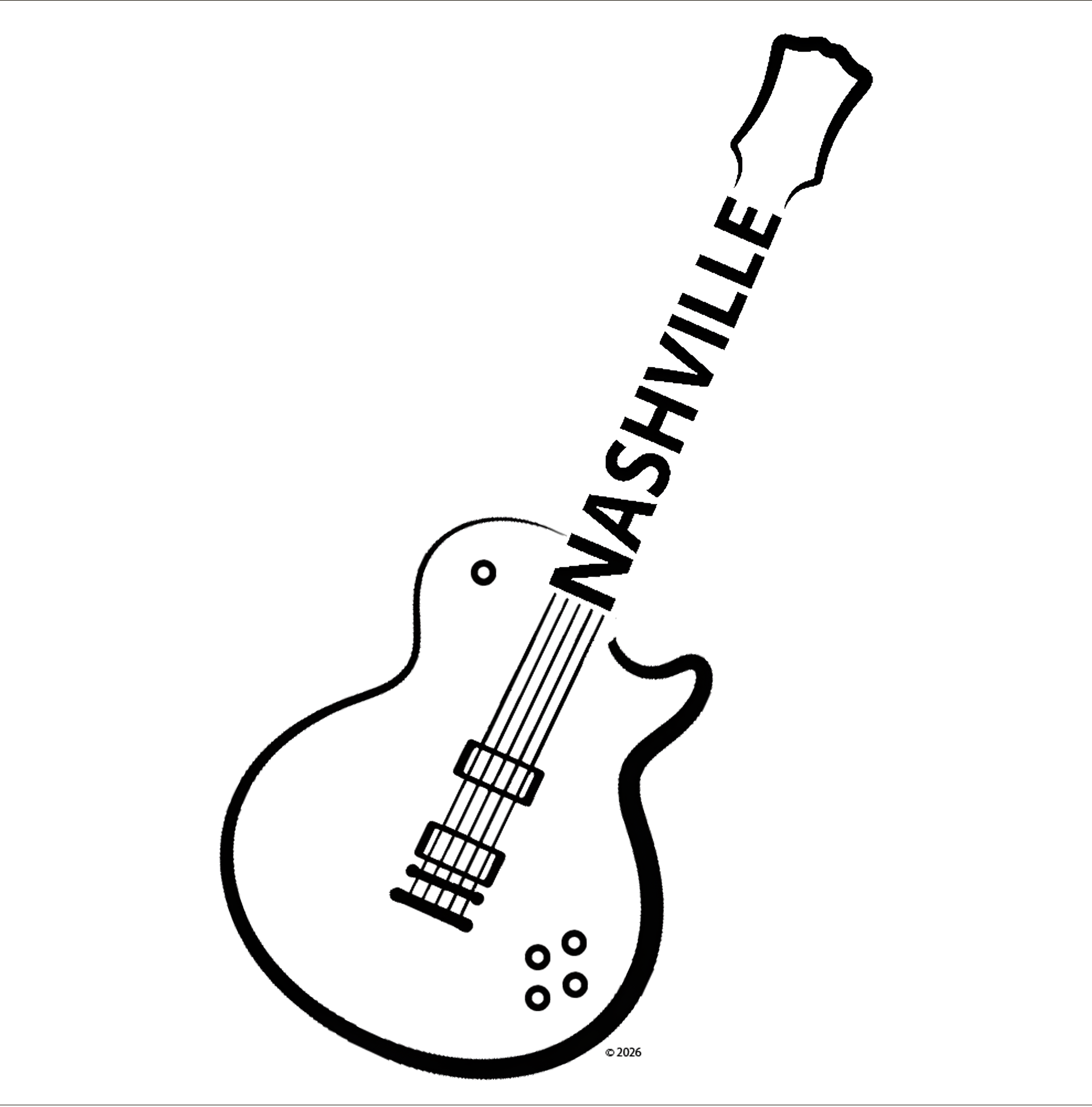 Guitar Line-Art Reverse Silhouette T‑Shirt — 'Nashville' Guitar Minimalist Music Tee product thumbnail image Guitar Line-Art Reverse Silhouette T‑Shirt — 'Nashville' Guitar Minimalist Music Tee product thumbnail image