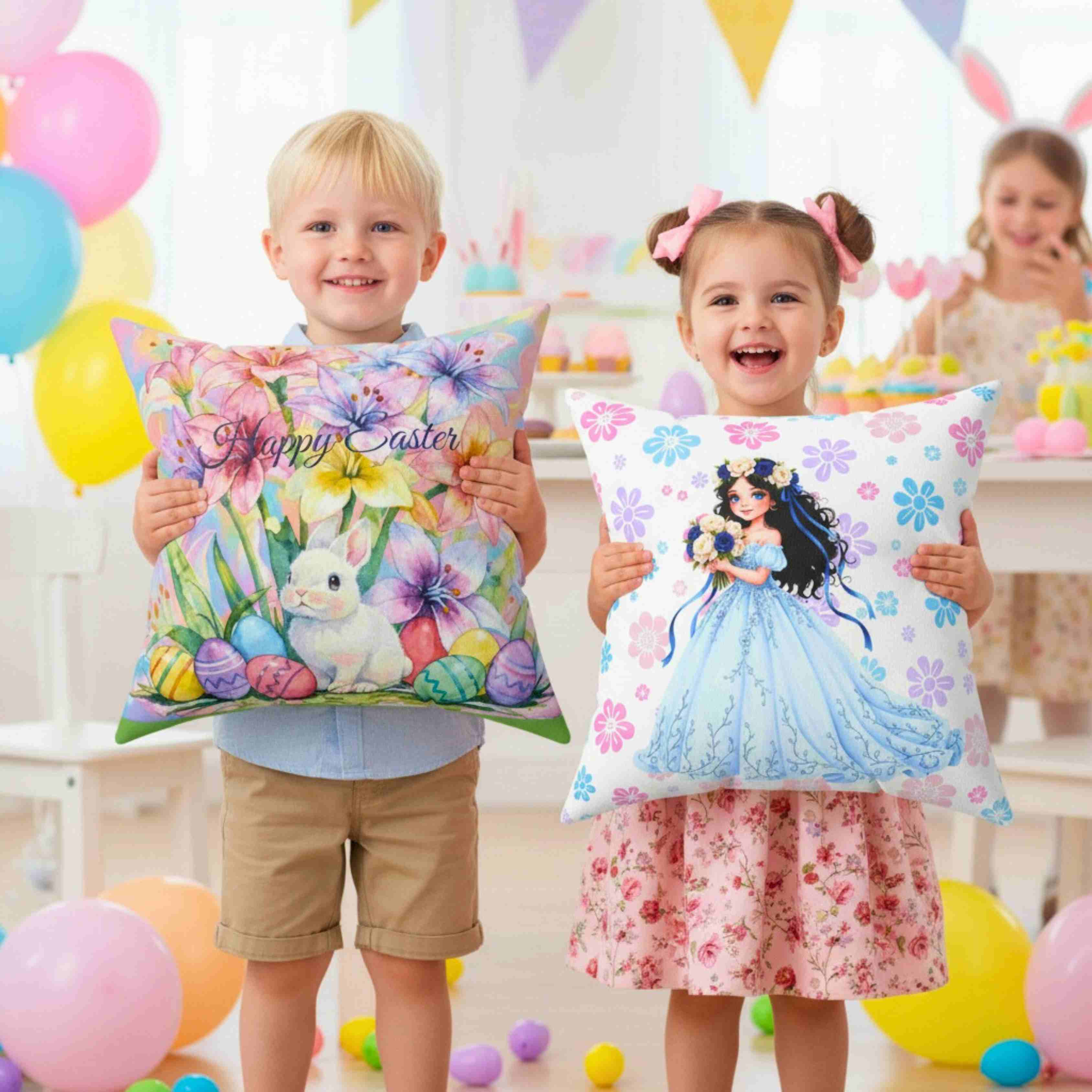 Easter Lillies Floral Pillow — Square Decorative Throw Cushion product thumbnail image Easter Lillies Floral Pillow — Square Decorative Throw Cushion product thumbnail image