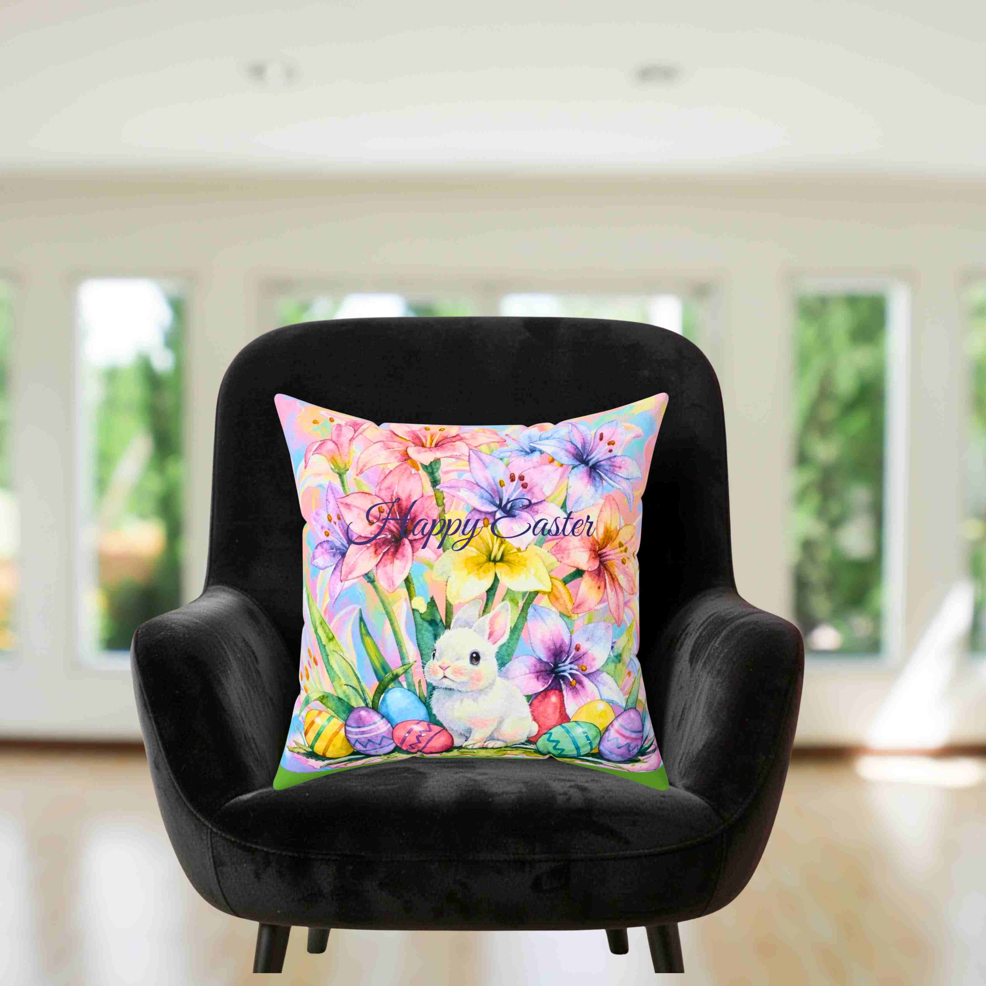 Easter Lillies Floral Pillow — Square Decorative Throw Cushion product thumbnail image Easter Lillies Floral Pillow — Square Decorative Throw Cushion product thumbnail image