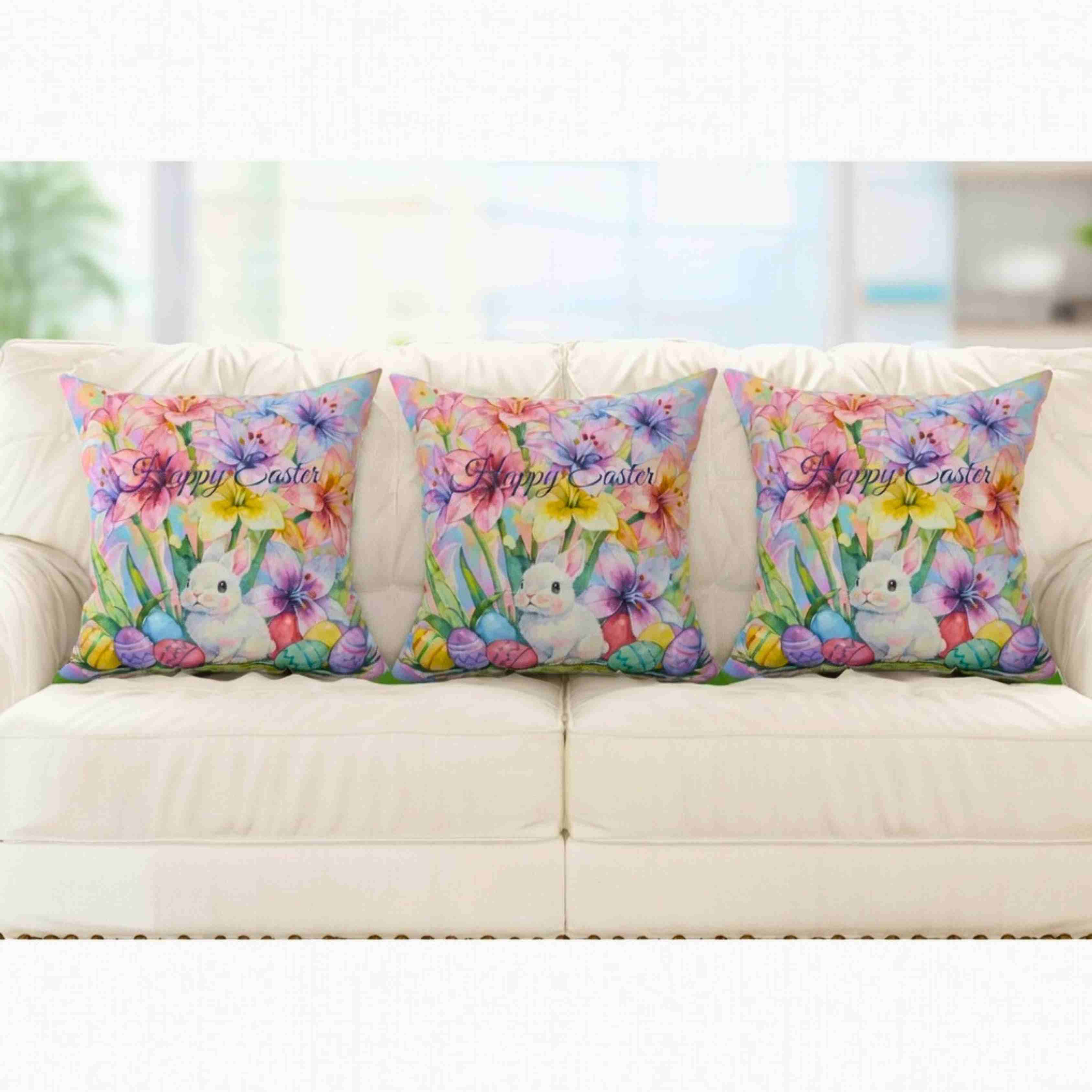 Easter Lillies Floral Pillow — Square Decorative Throw Cushion product thumbnail image Easter Lillies Floral Pillow — Square Decorative Throw Cushion product thumbnail image