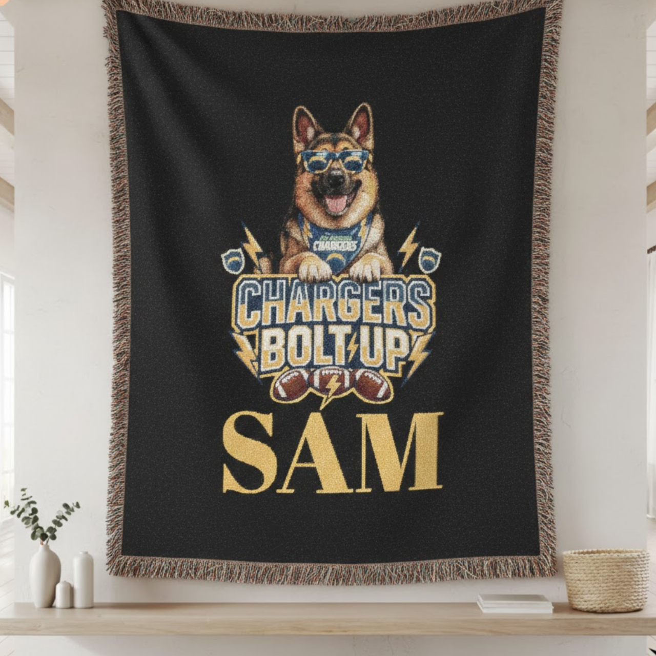Custom German Shepherd Chargers Fan Woven Blanket – Personalized NFL Dog Mom/Dad Gift – Woven Wall Tapestry & Throw Blanket product thumbnail image Custom German Shepherd Chargers Fan Woven Blanket – Personalized NFL Dog Mom/Dad Gift – Woven Wall Tapestry & Throw Blanket product thumbnail image