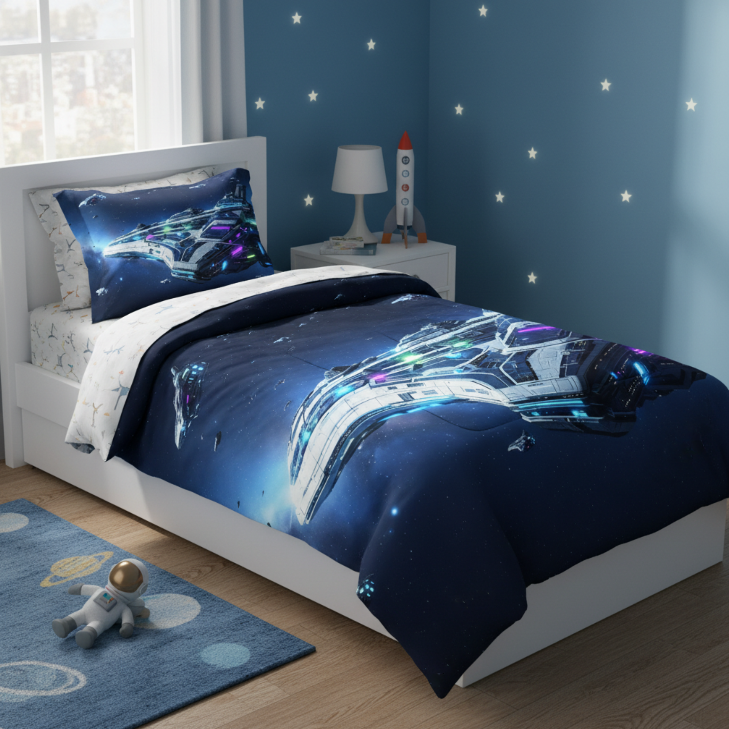 Space ship Comforter — Colorful Kids Bedding