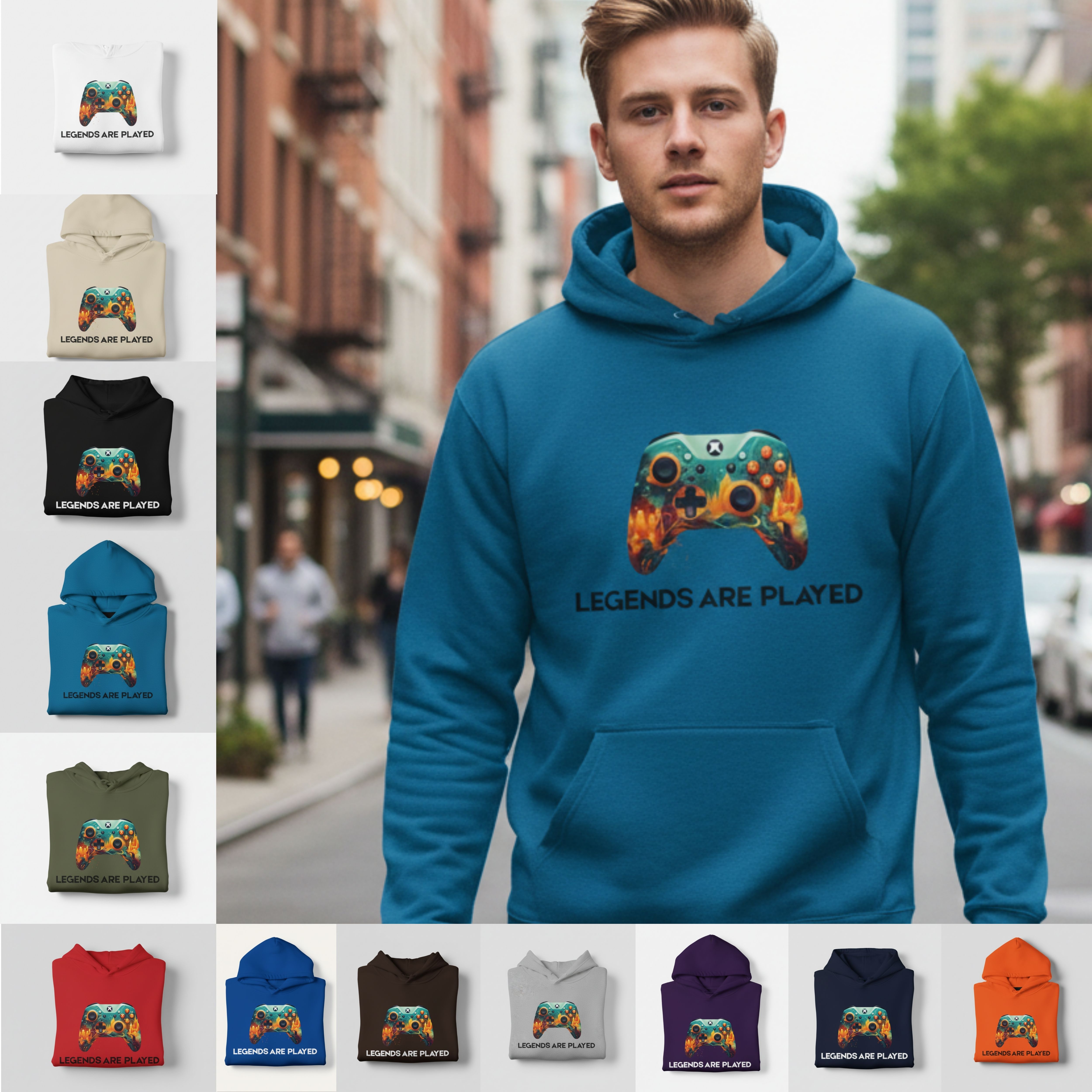 Gaming Controller Hoodie — "Legends Are Played" Graphic Gamer Sweatshirt