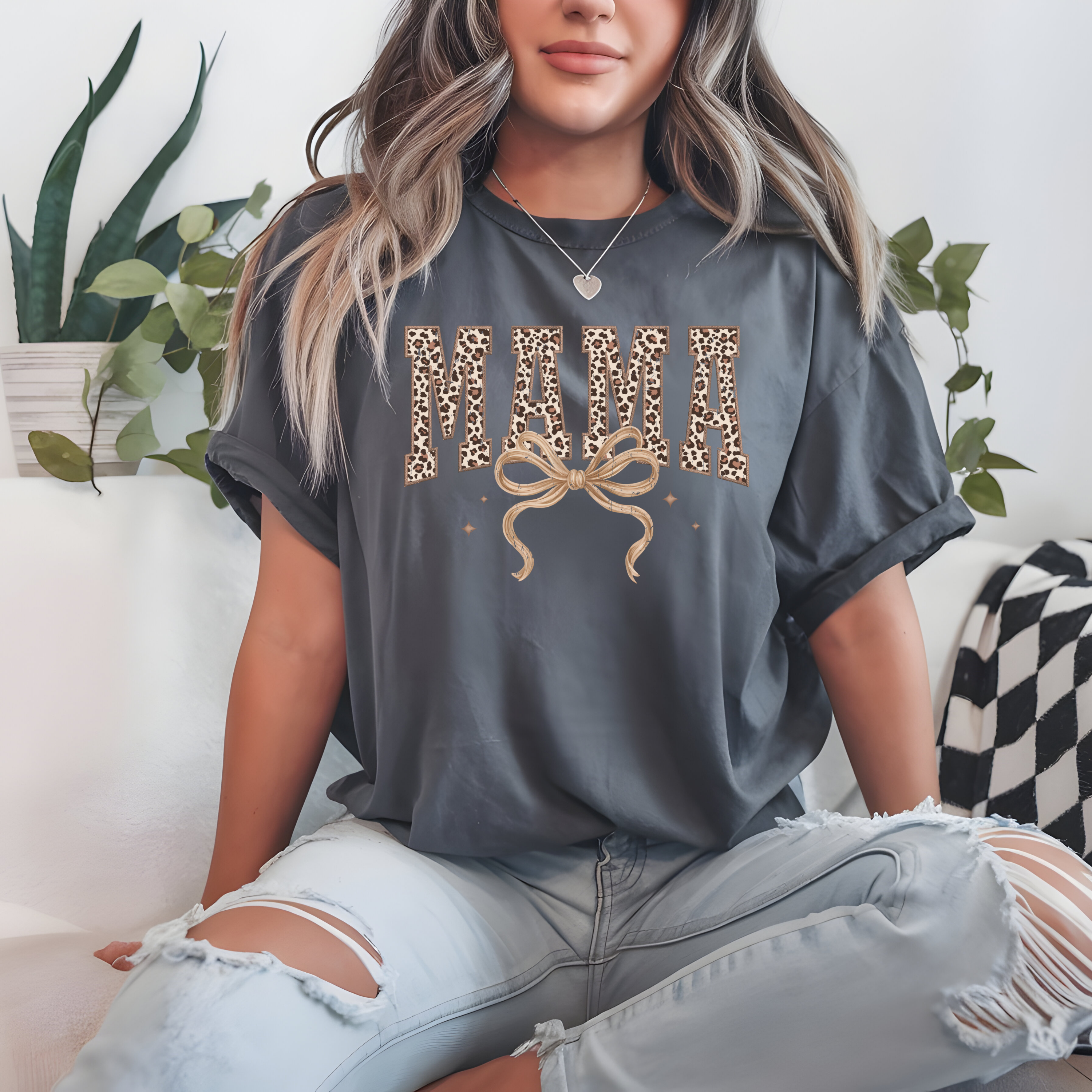 Mama Leopard Print T-Shirt — Graphic 'MAMA' Tee for Moms, Mother's Day Gift
