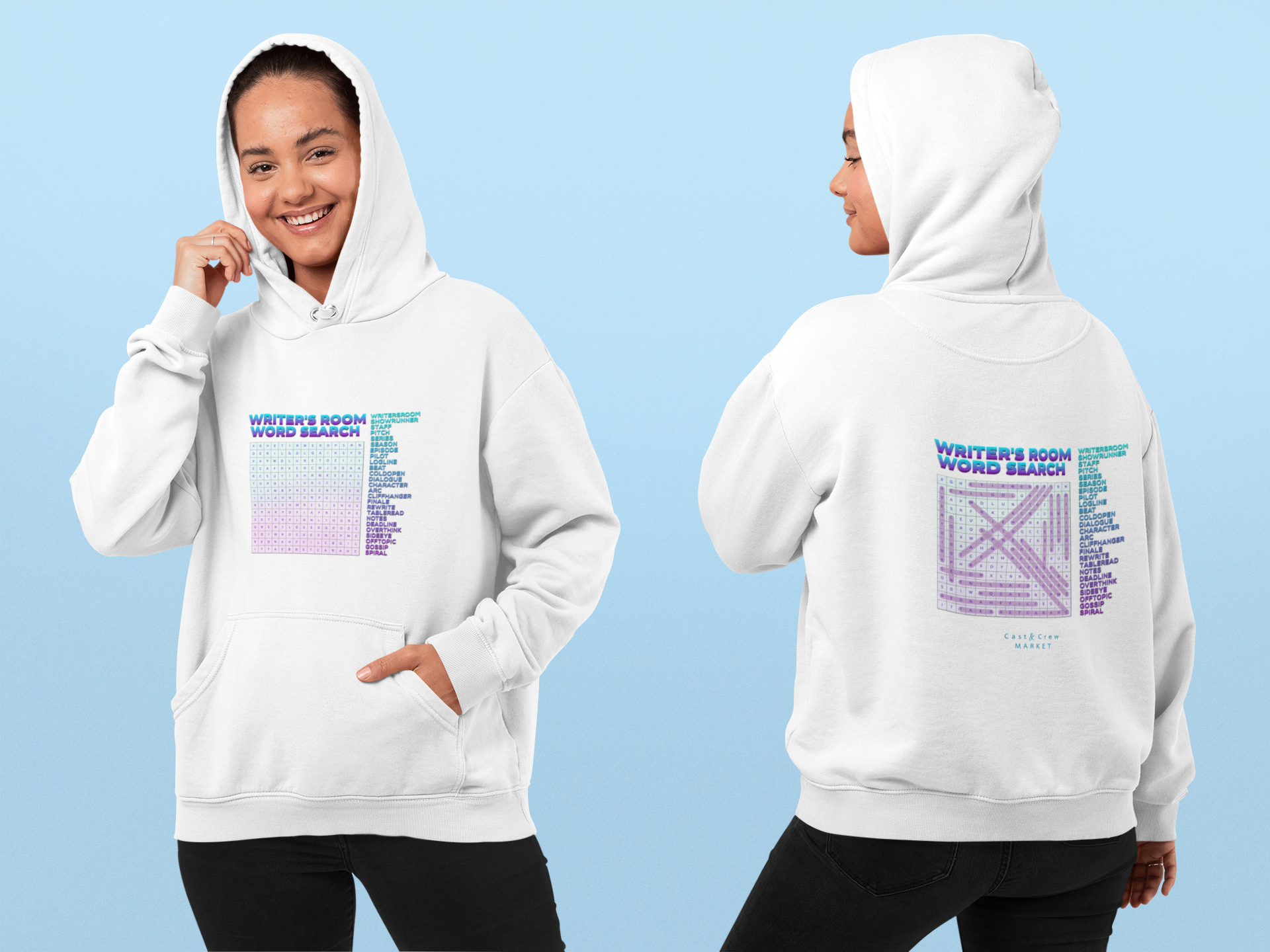 The Writer’s Room Word Search Hoodie — TV Writers, Screenwriters, Showrunner Gift