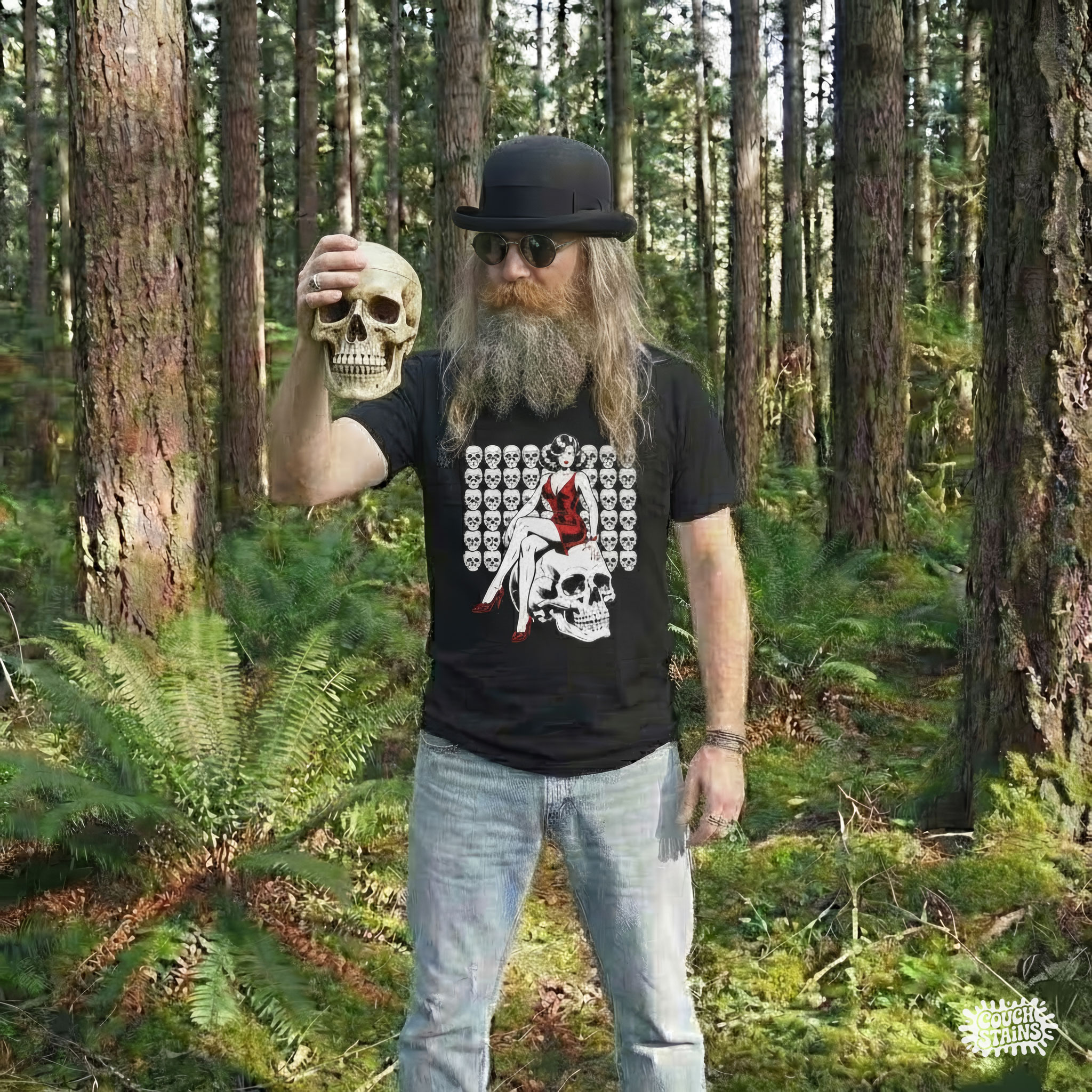 Red Dress Pin-Up on Skull – Gothic Pinup Horror Unisex T-Shirt product thumbnail image Red Dress Pin-Up on Skull – Gothic Pinup Horror Unisex T-Shirt product thumbnail image