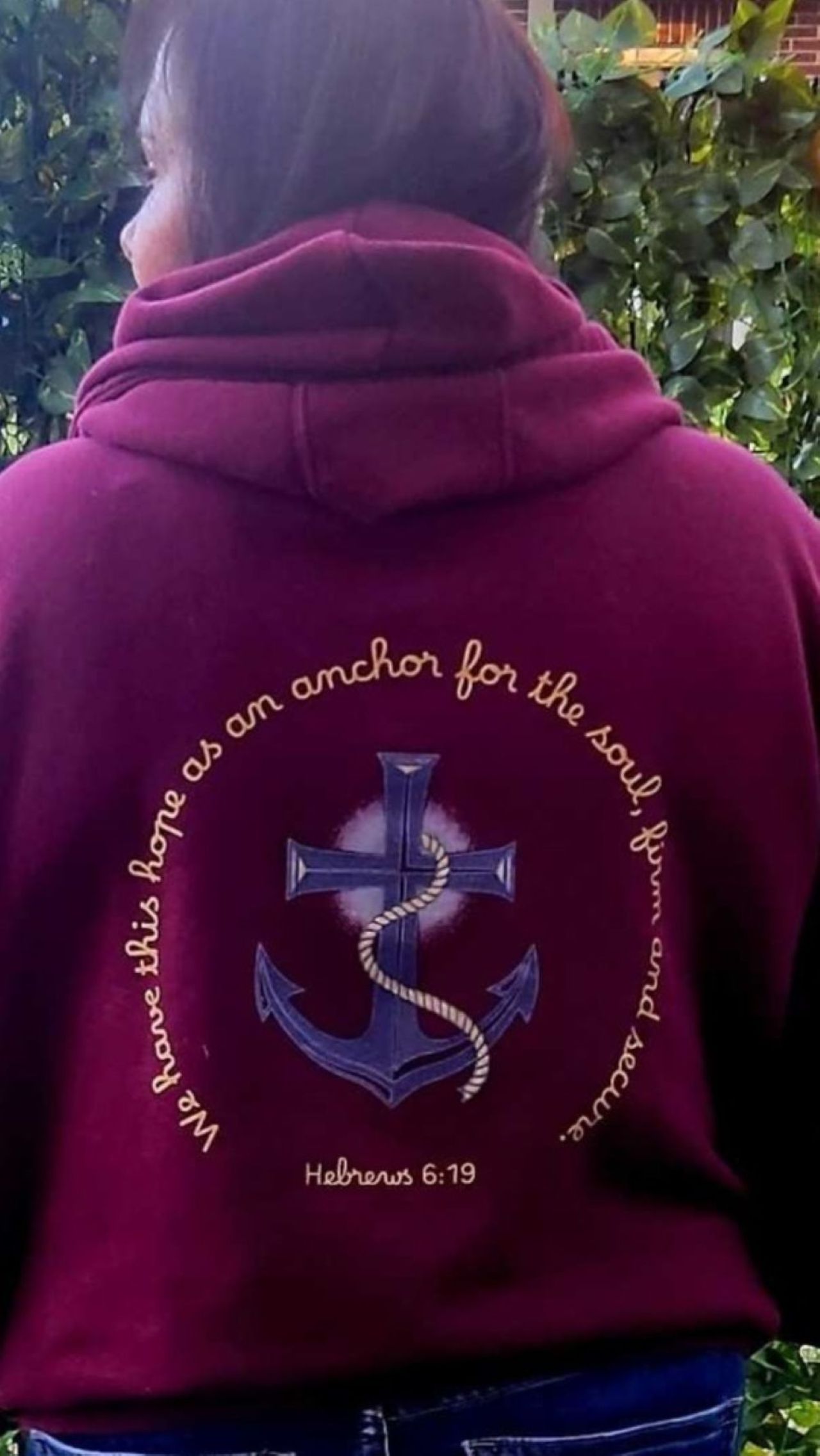 Hebrews 6:19 "We have this hope as an anchor for the soul, firm and secure." Christian Anchor Cross Zip Hoodie product thumbnail image