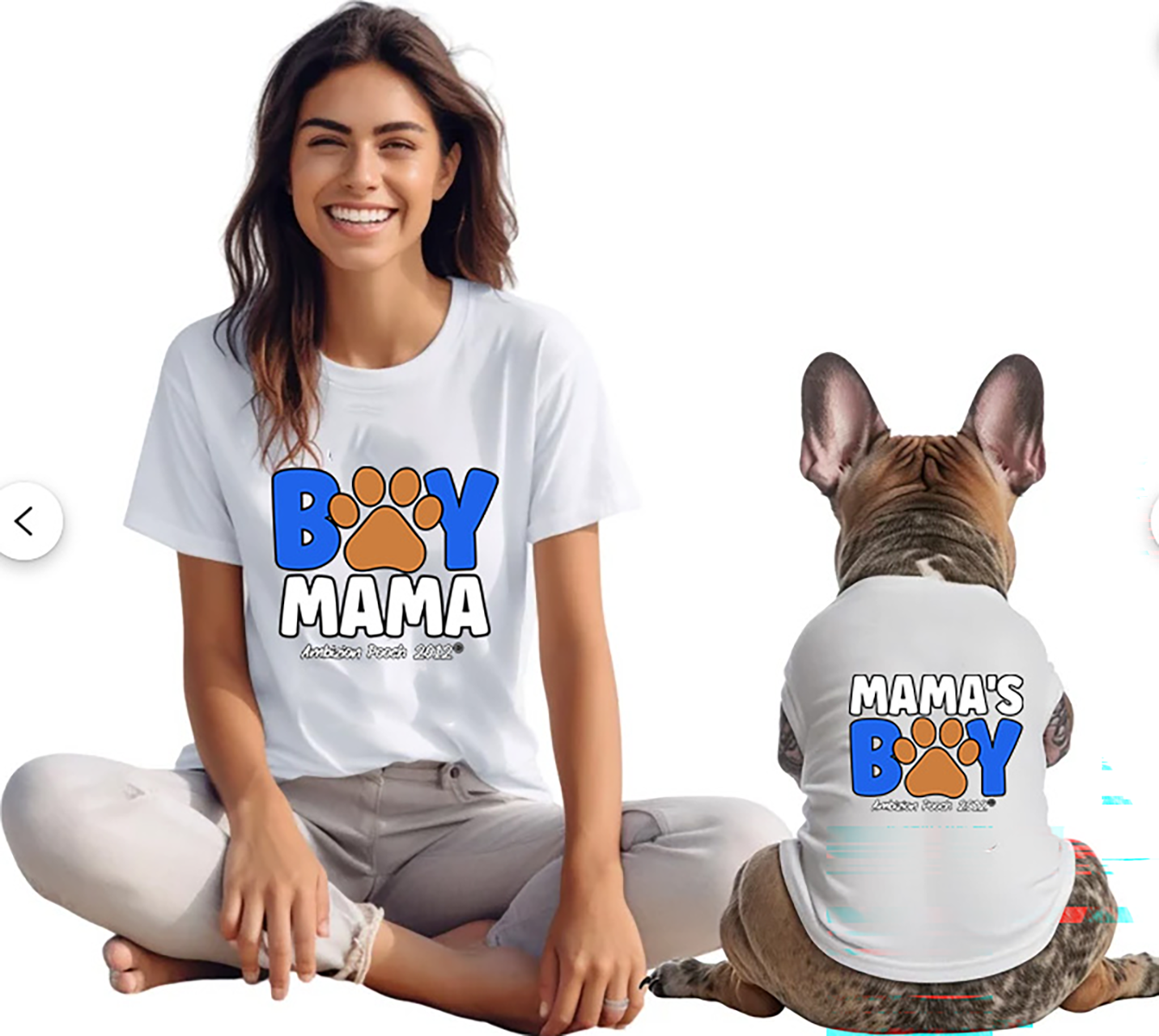 Doggy Parent "Boy Mama" — Matching "Mama's Boy" Doggy Tee product thumbnail image Doggy Parent "Boy Mama" — Matching "Mama's Boy" Doggy Tee product thumbnail image