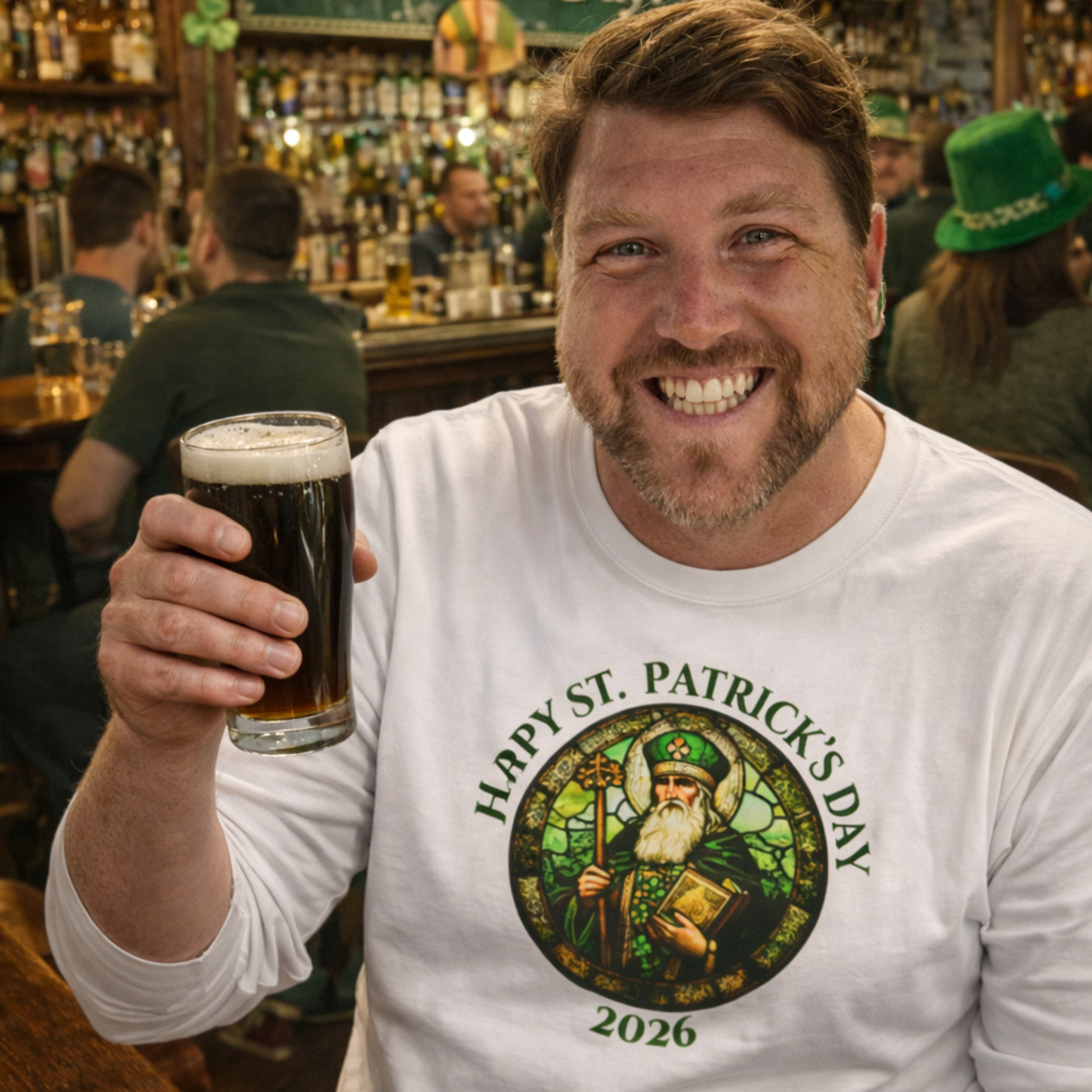 St. Patrick's Day 2026 Long Sleeve Tee — Happy St. Patrick's Day Shamrock Design product thumbnail image St. Patrick's Day 2026 Long Sleeve Tee — Happy St. Patrick's Day Shamrock Design product thumbnail image