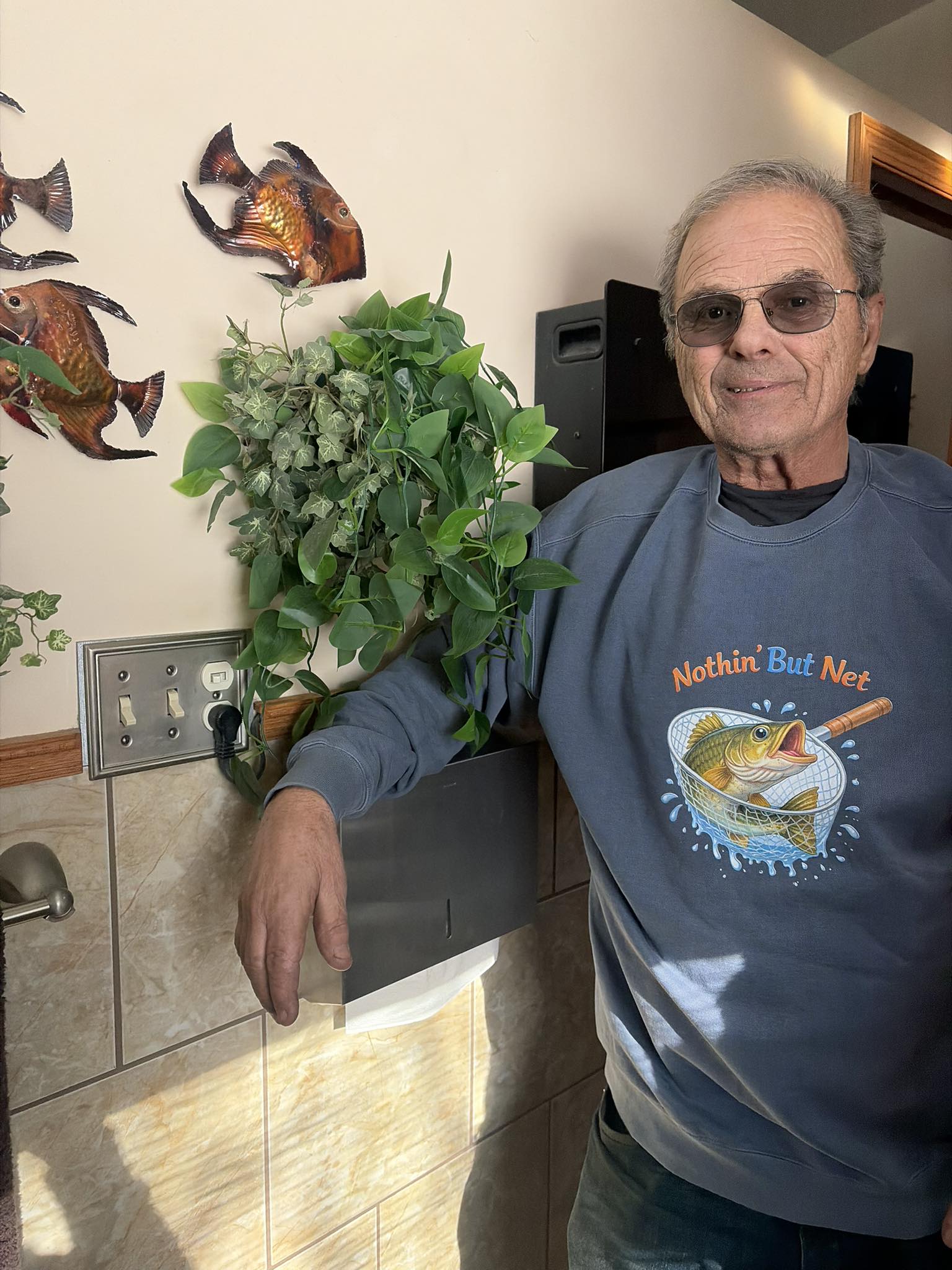 Fishing Sweatshirt - "Nothin' But Net" Graphic Fishing Crewneck