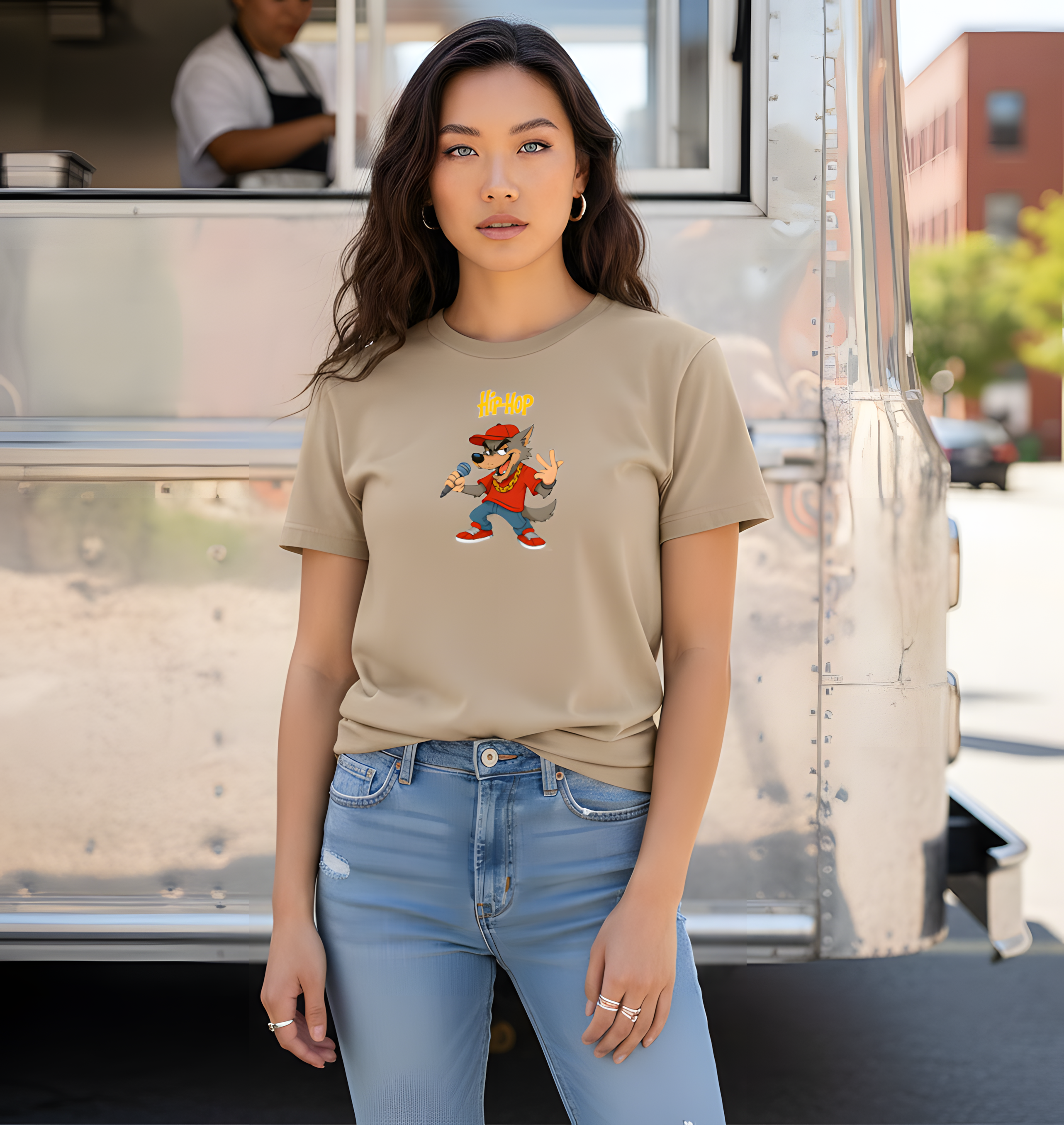 "Hip-Hop Wolf" T-Shirt — Cartoon Rapper Graphic Tee product thumbnail image