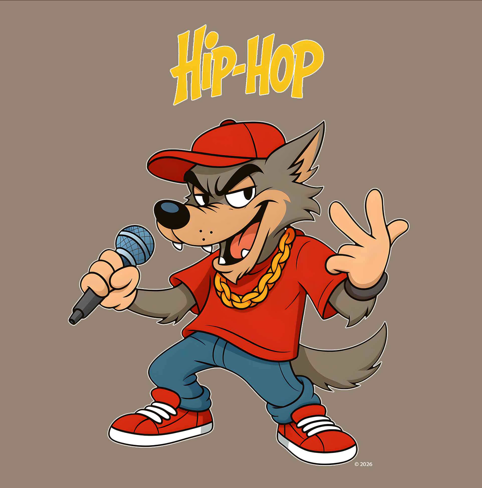 "Hip-Hop Wolf" T-Shirt — Cartoon Rapper Graphic Tee product thumbnail image "Hip-Hop Wolf" T-Shirt — Cartoon Rapper Graphic Tee product thumbnail image