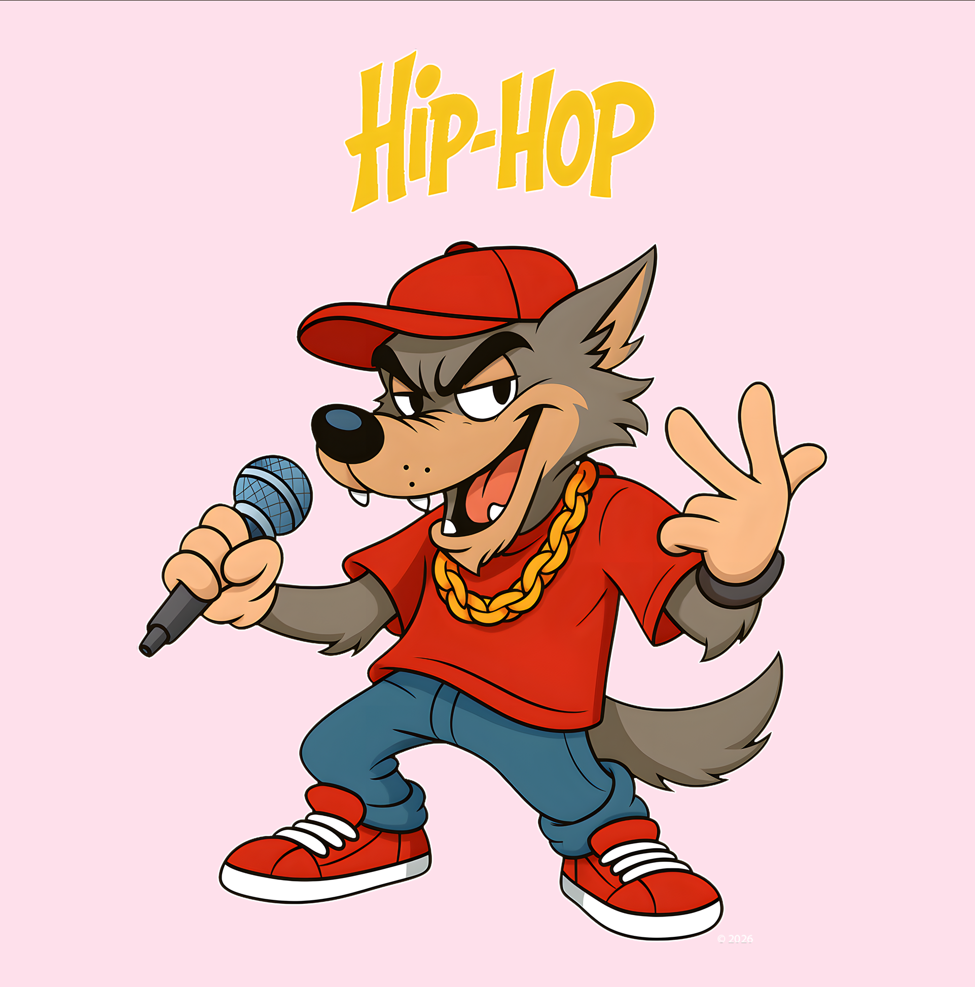 "Hip-Hop Wolf" T-Shirt — Cartoon Rapper Graphic Tee product thumbnail image "Hip-Hop Wolf" T-Shirt — Cartoon Rapper Graphic Tee product thumbnail image