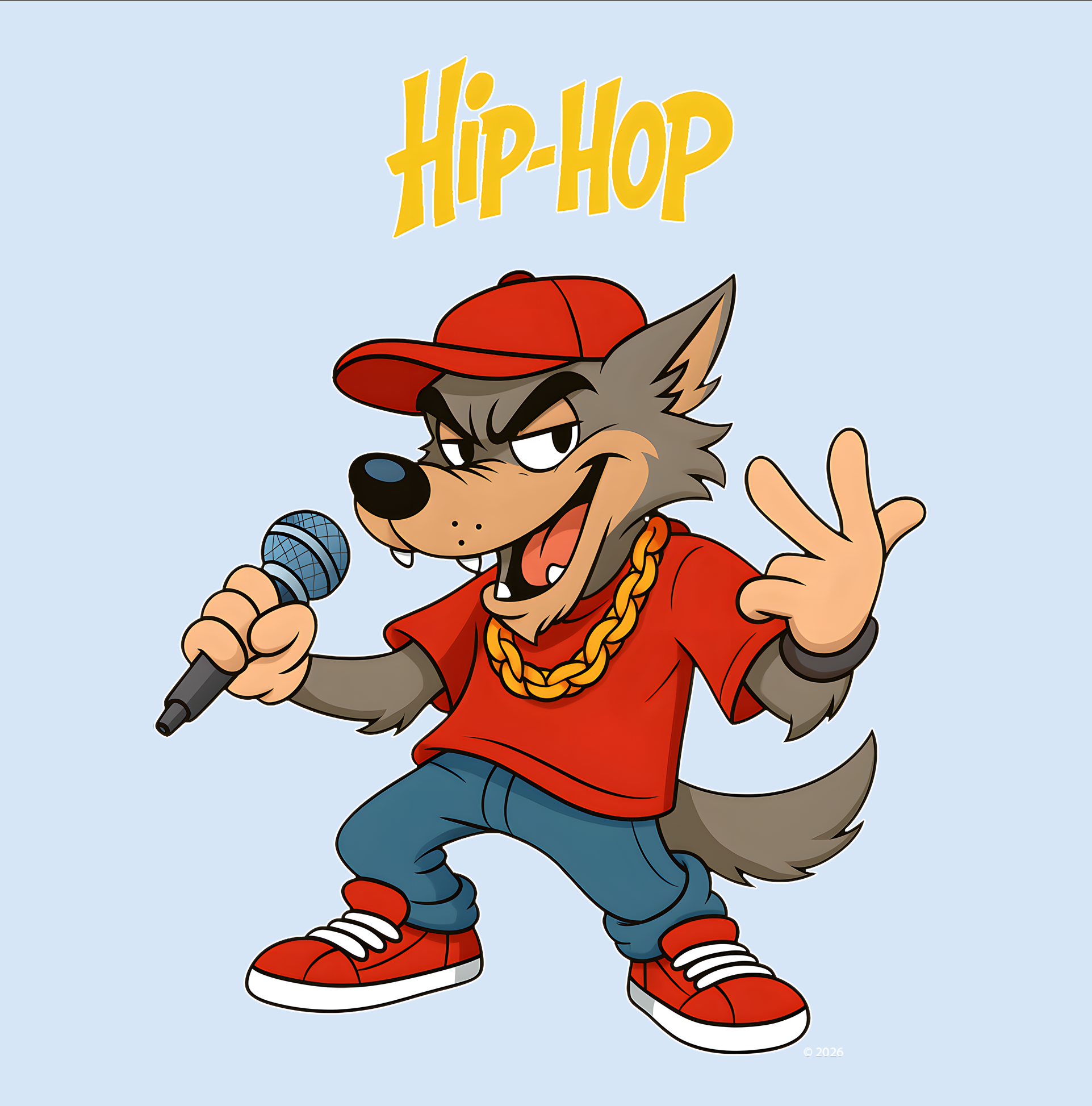"Hip-Hop Wolf" T-Shirt — Cartoon Rapper Graphic Tee product thumbnail image "Hip-Hop Wolf" T-Shirt — Cartoon Rapper Graphic Tee product thumbnail image