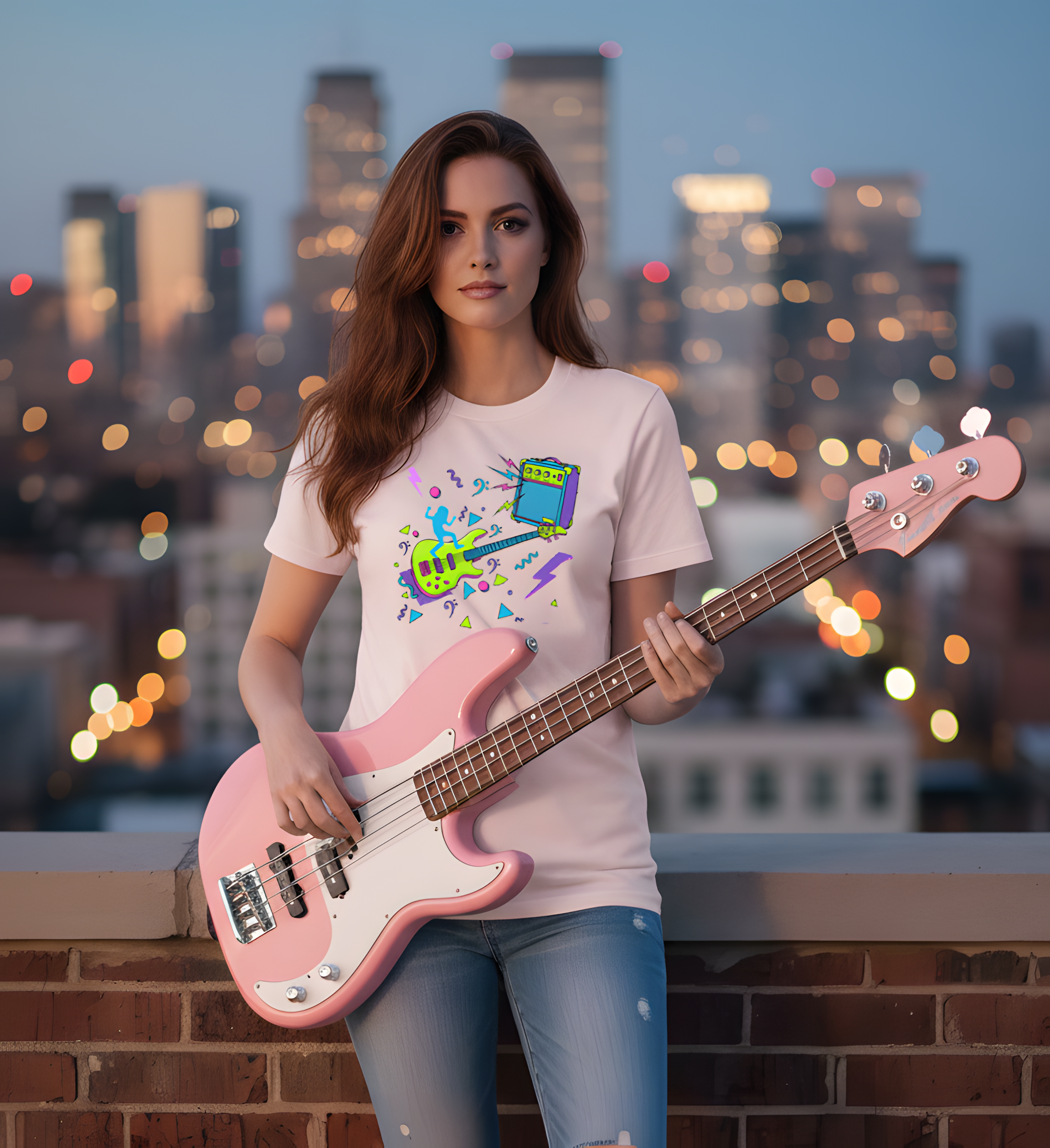 "Retro Neon Amp" Graphic Tee —  Abstract Rock Music T‑Shirt product thumbnail image