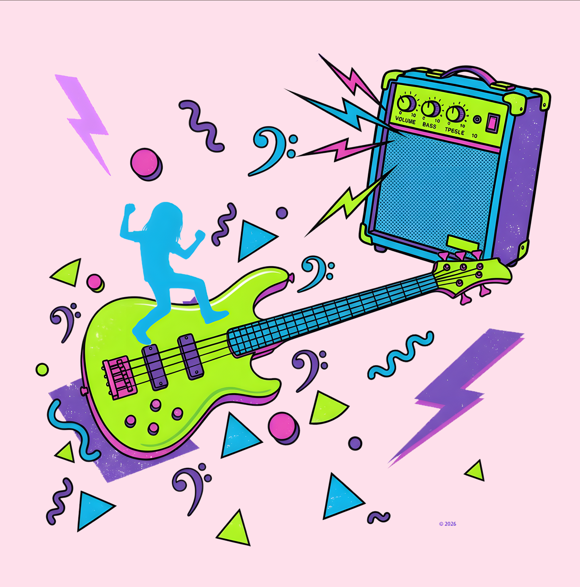 "Retro Neon Amp" Graphic Tee —  Abstract Rock Music T‑Shirt product thumbnail image