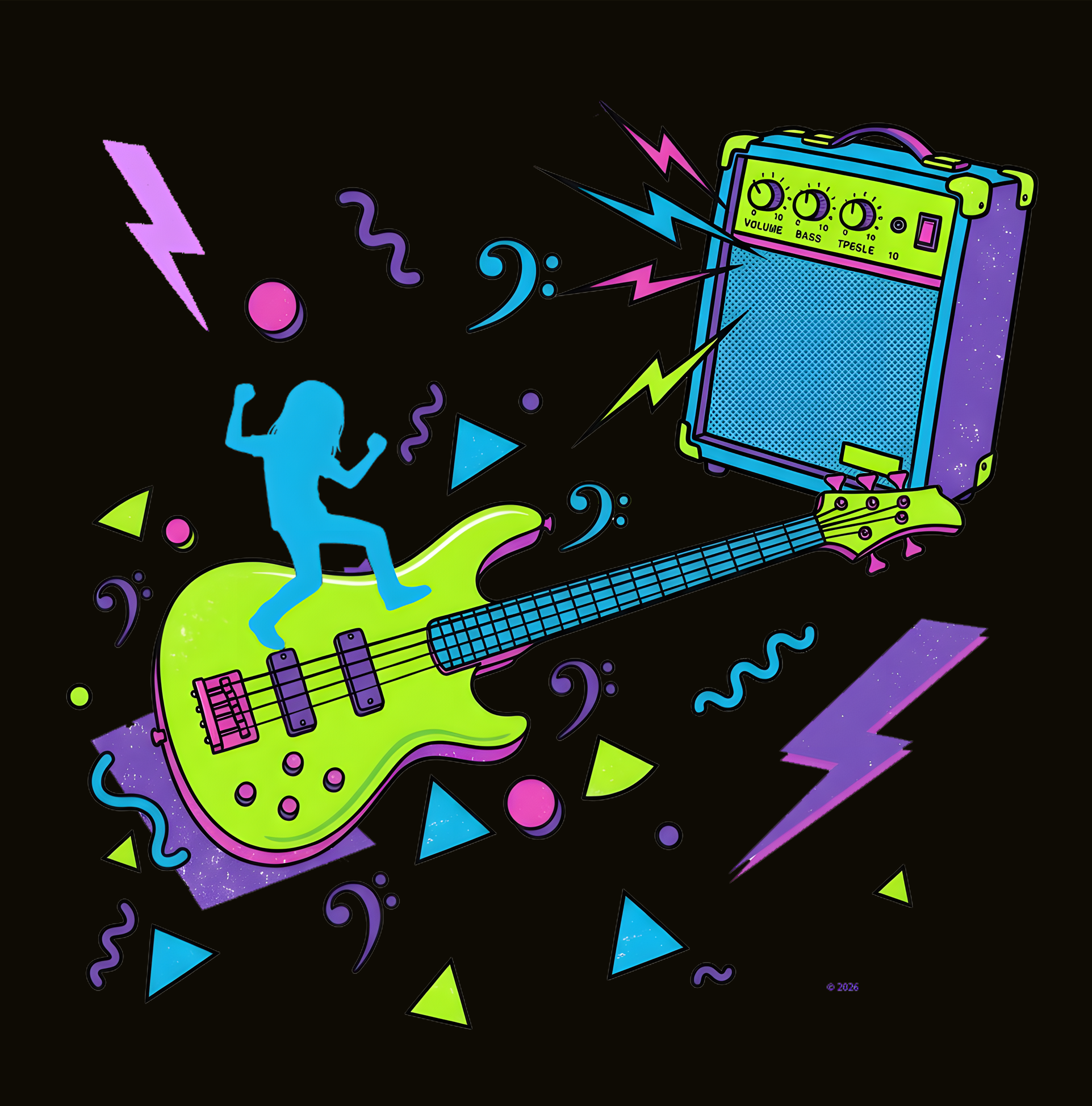 "Retro Neon Amp" Graphic Tee —  Abstract Rock Music T‑Shirt product thumbnail image