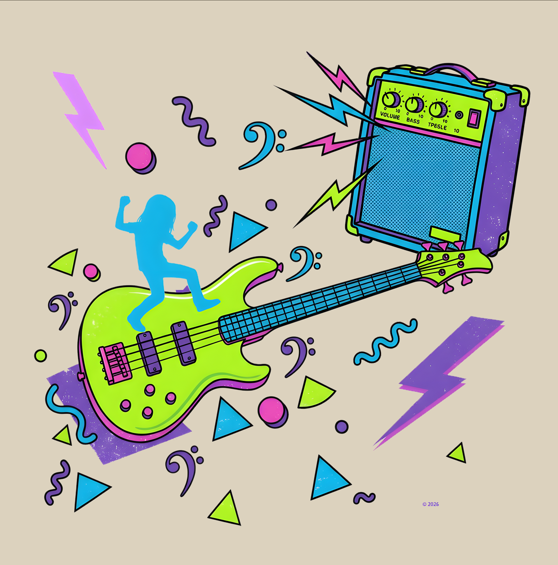 "Retro Neon Amp" Graphic Tee —  Abstract Rock Music T‑Shirt product thumbnail image