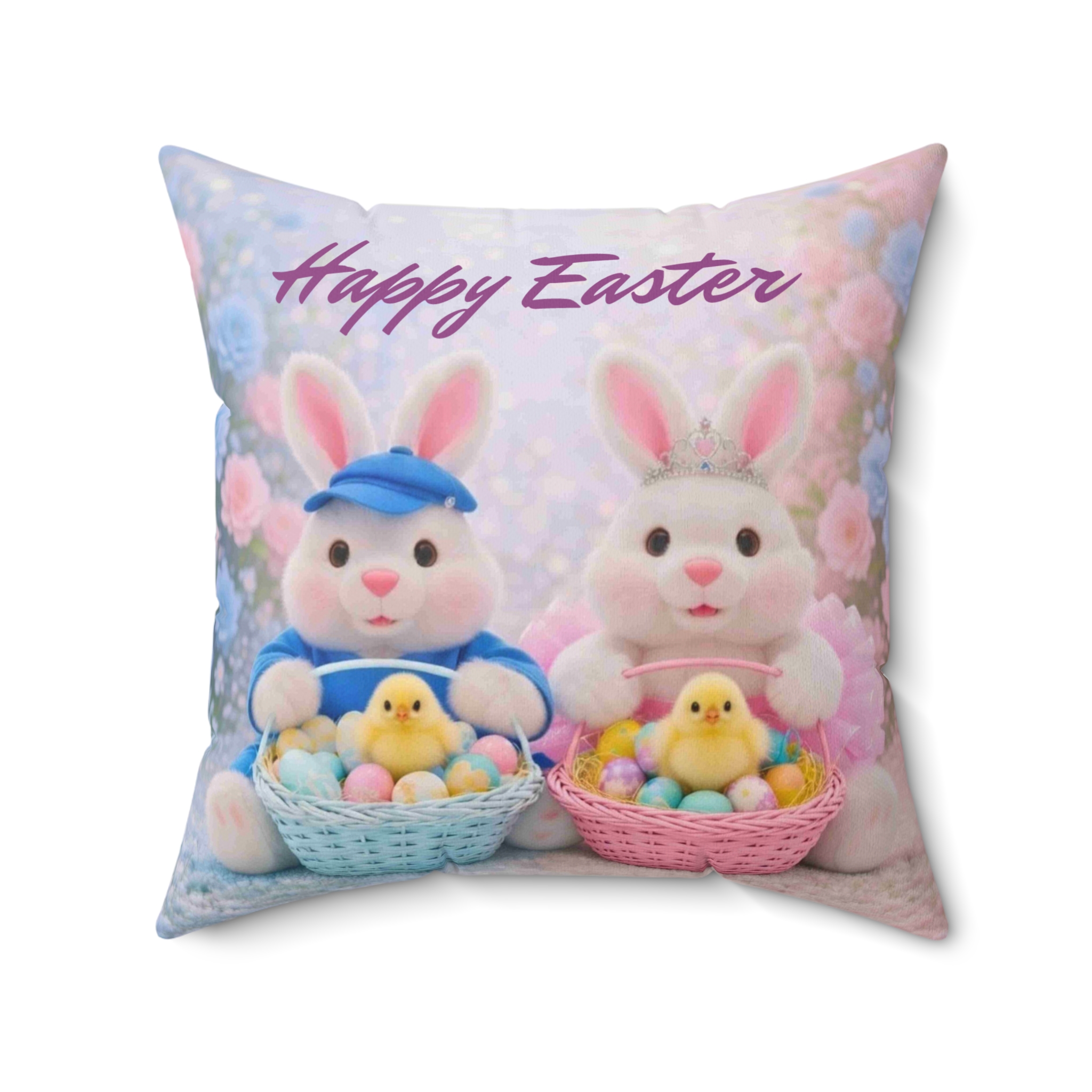 Easter Bunny X 2 Pillow - 'Happy Easter' Plush Holiday Throw Cushion product thumbnail image