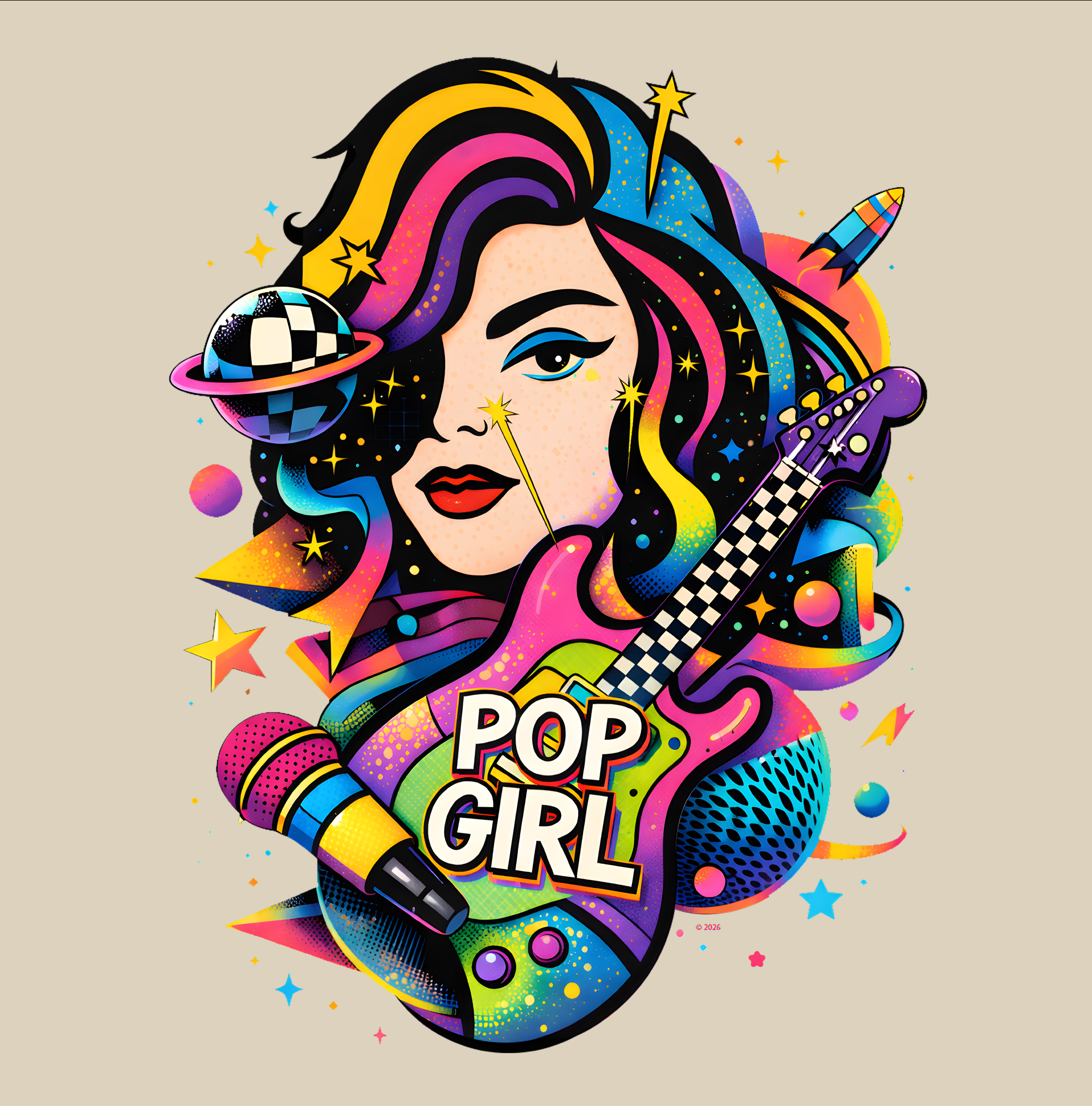 "Pop Girl Colorful Pop Art" Tee product thumbnail image
