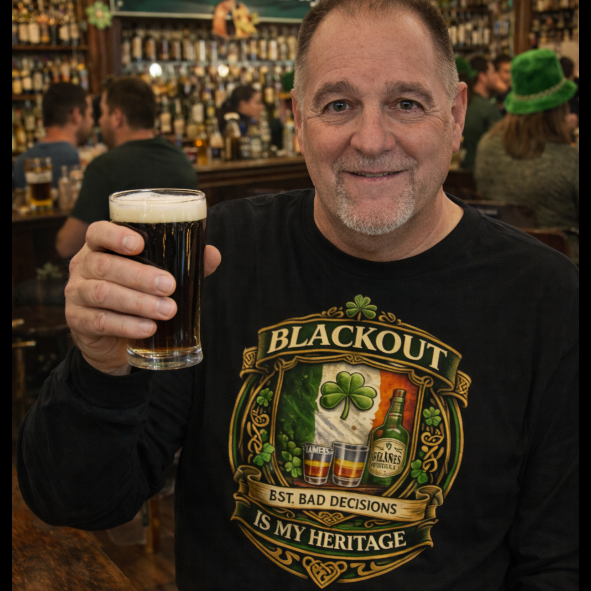 Blackout Is My Heritage Long Sleeve Tee — Irish Pub St. Patrick’s Day Shirt product thumbnail image