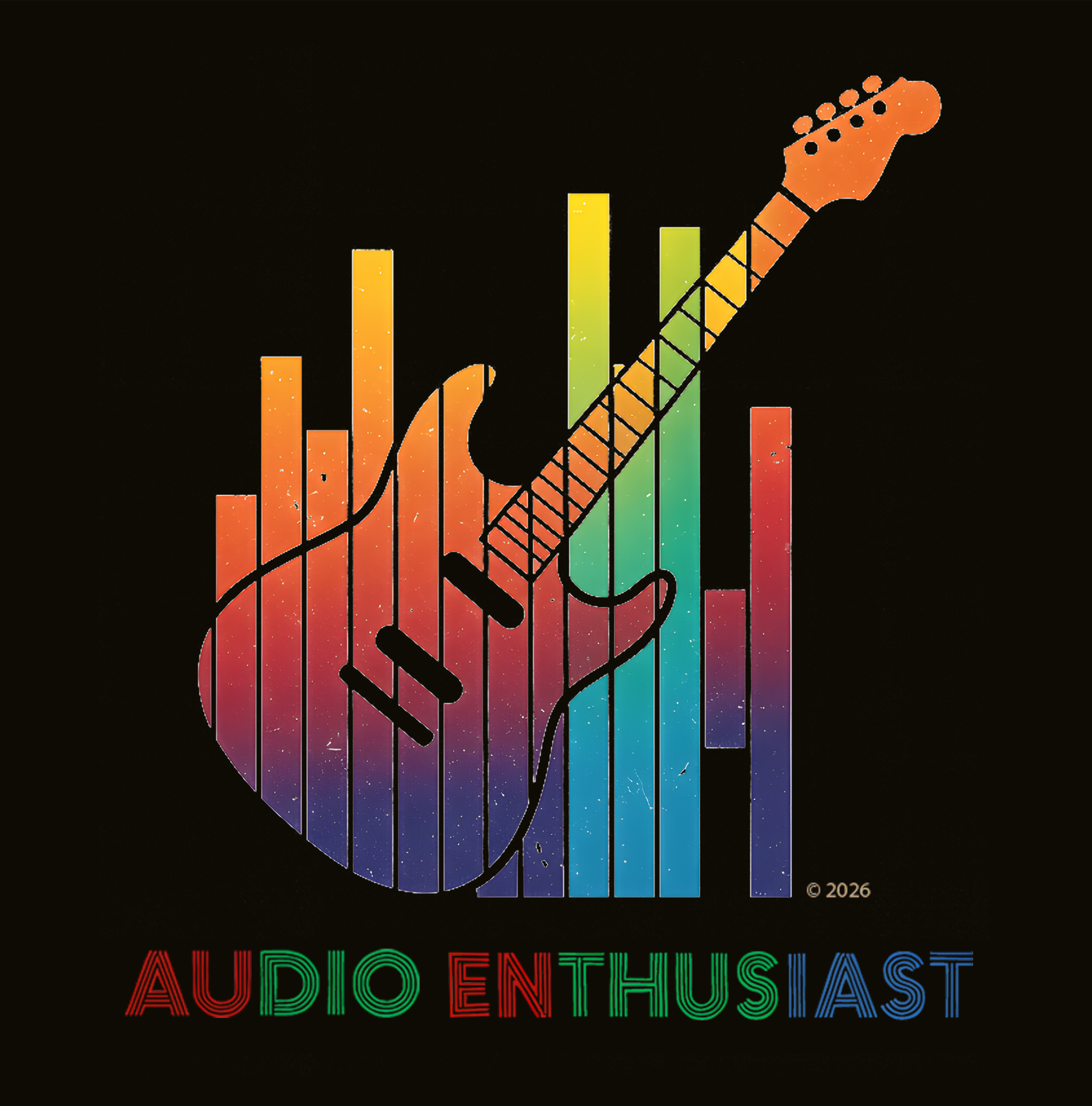 "Audio Enthusiast" T-Shirt — Rainbow Guitar Soundwave Tee product thumbnail image