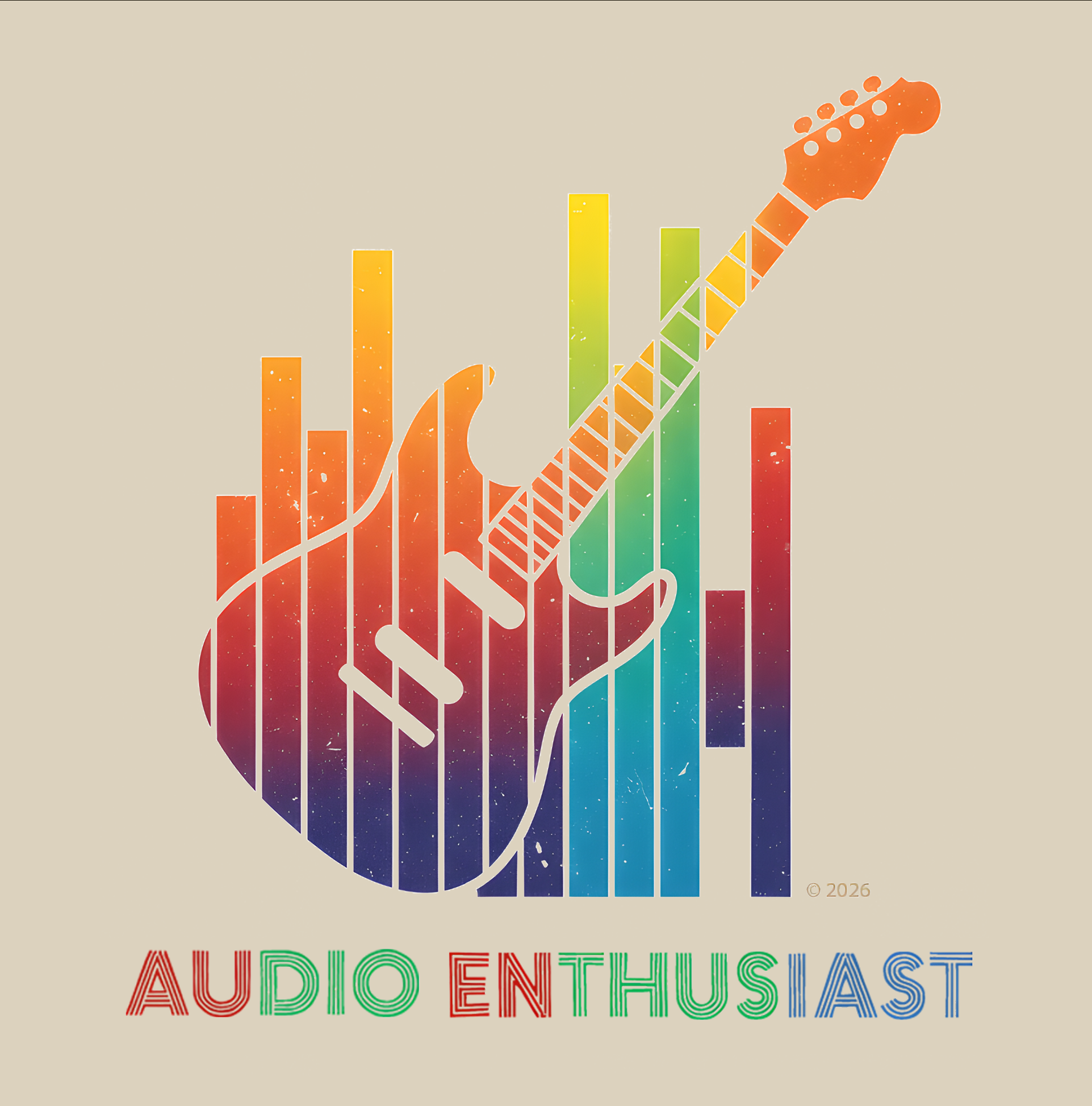 "Audio Enthusiast" T-Shirt — Rainbow Guitar Soundwave Tee product thumbnail image "Audio Enthusiast" T-Shirt — Rainbow Guitar Soundwave Tee product thumbnail image