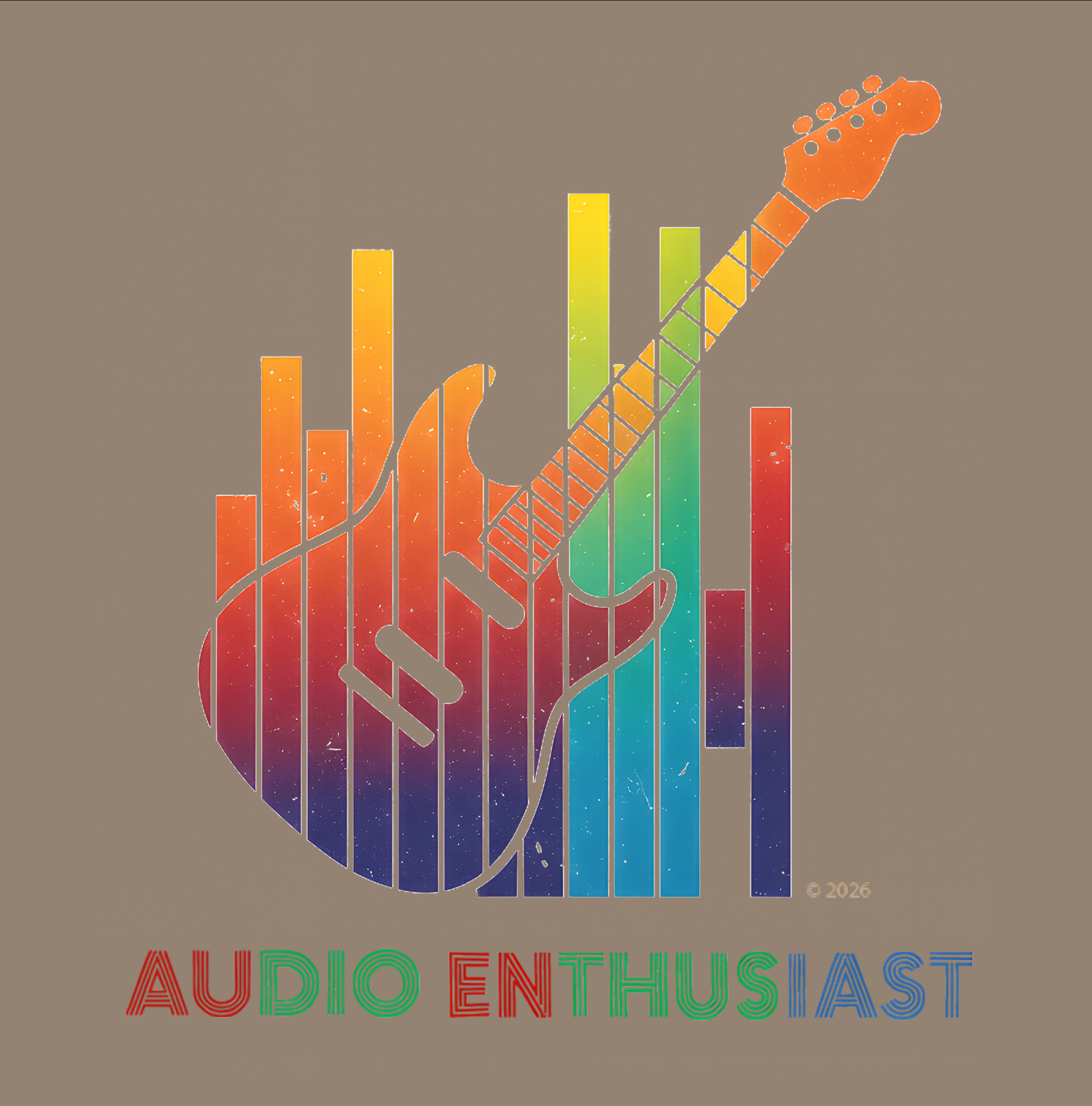 "Audio Enthusiast" T-Shirt — Rainbow Guitar Soundwave Tee product thumbnail image