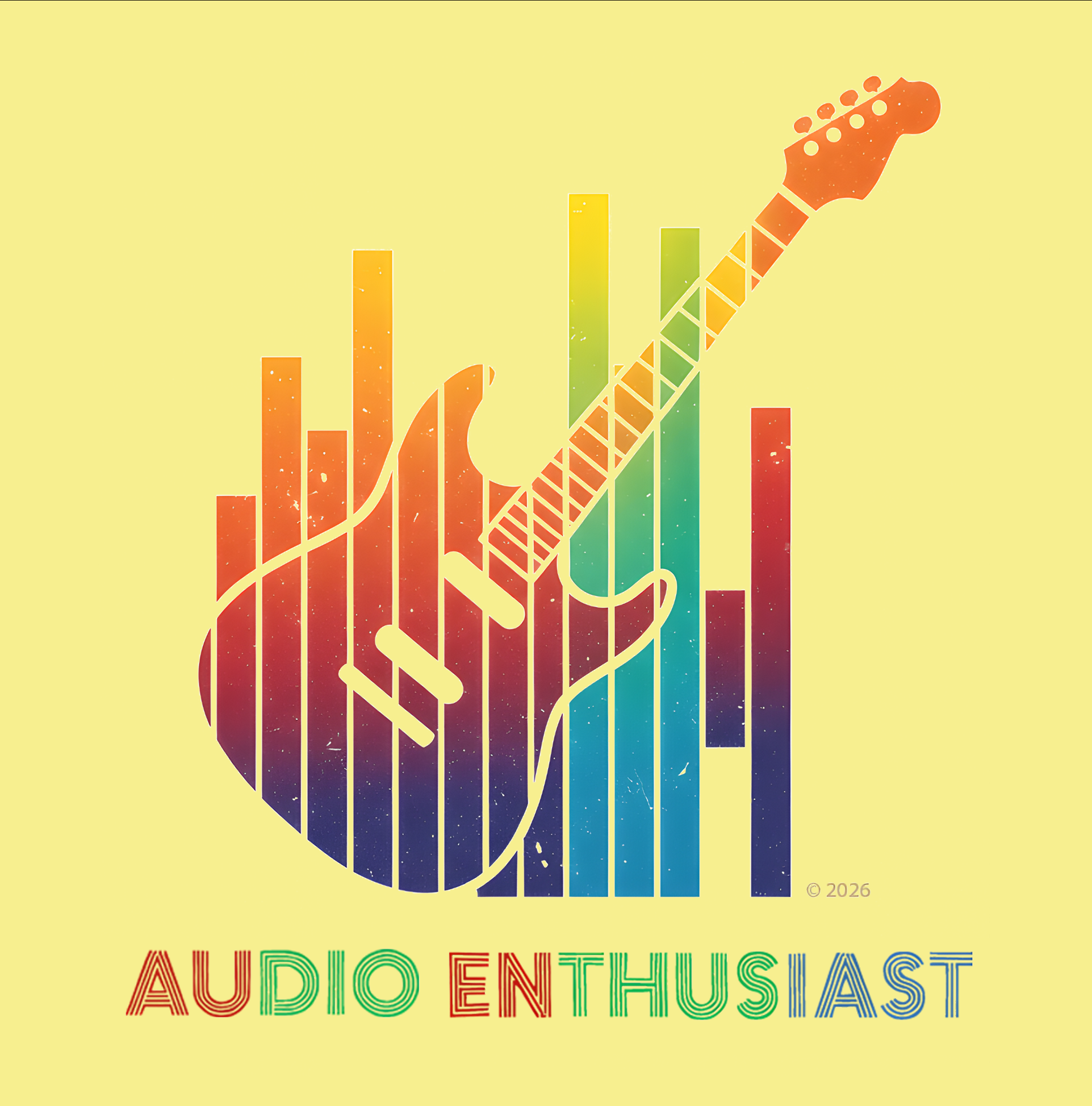 "Audio Enthusiast" T-Shirt — Rainbow Guitar Soundwave Tee product thumbnail image
