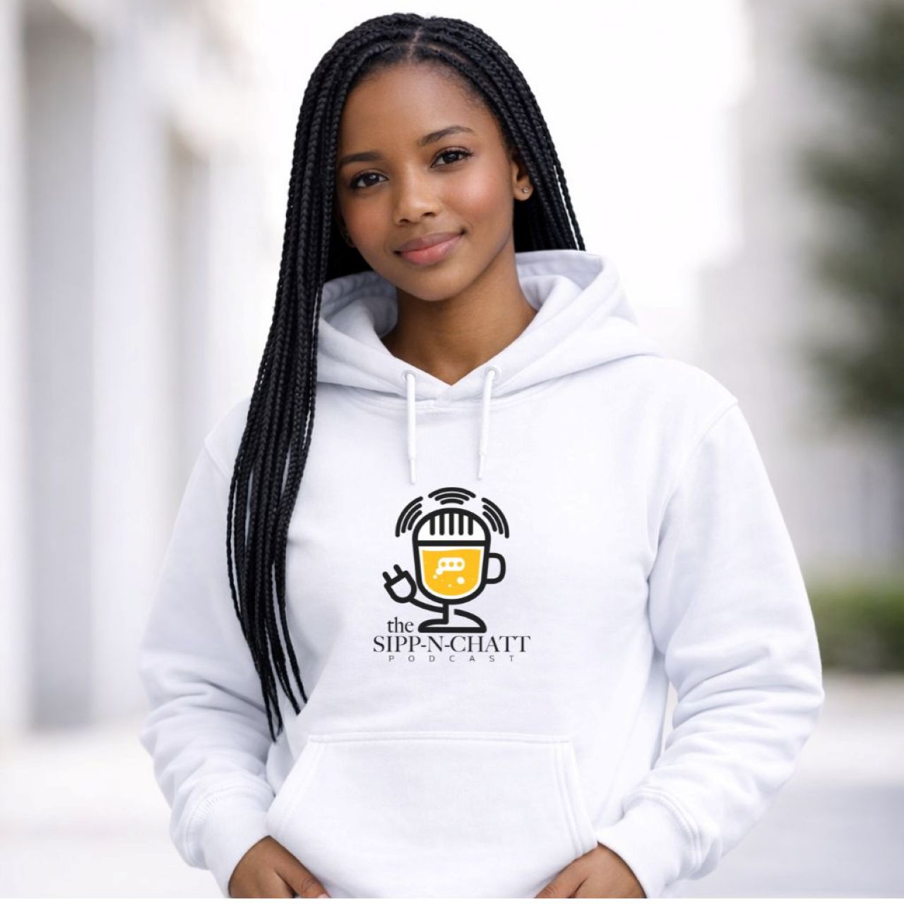 Sipp-N-Chatt Unisex Hoodie-White product thumbnail image Sipp-N-Chatt Unisex Hoodie-White product thumbnail image