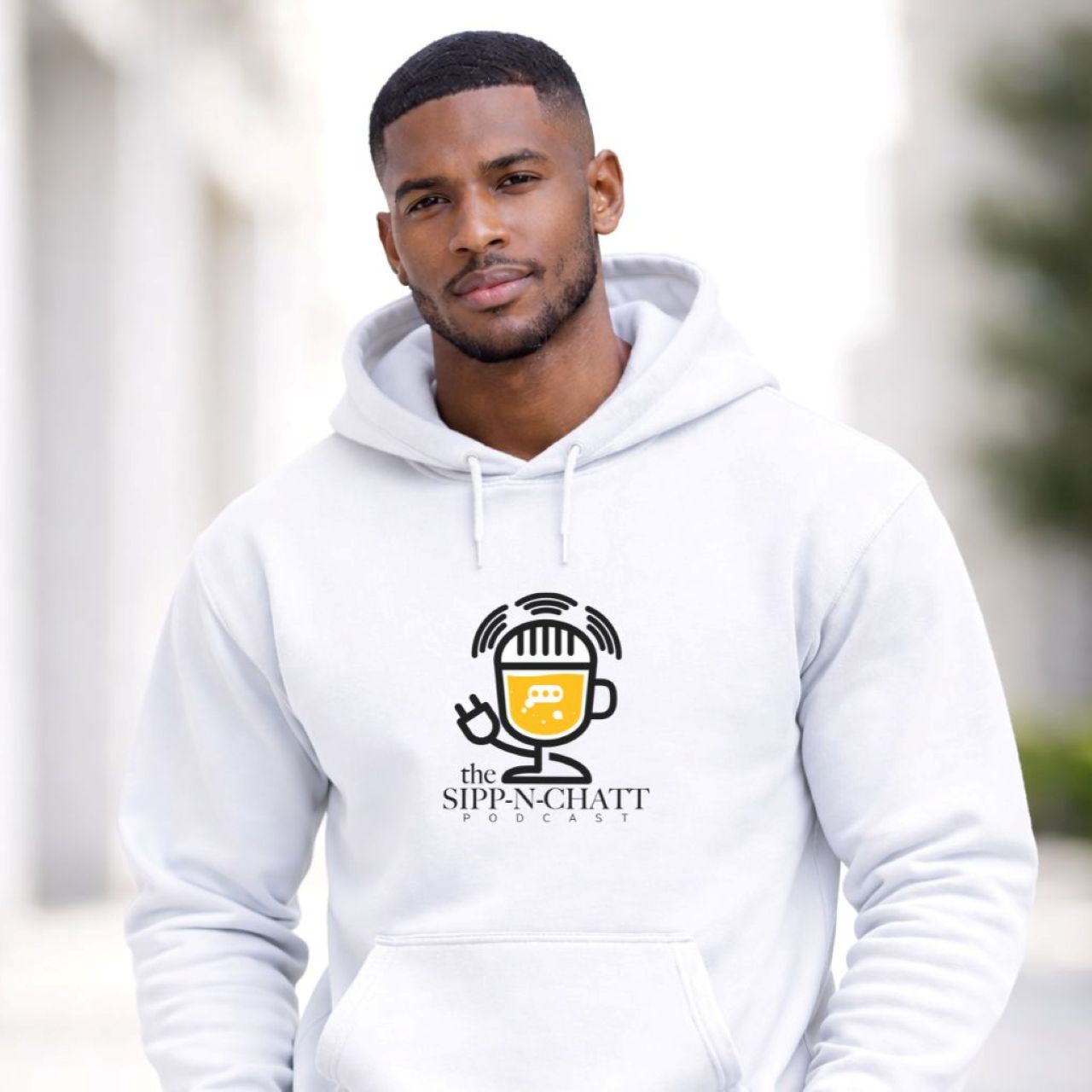 Sipp-N-Chatt Unisex Hoodie-White product thumbnail image