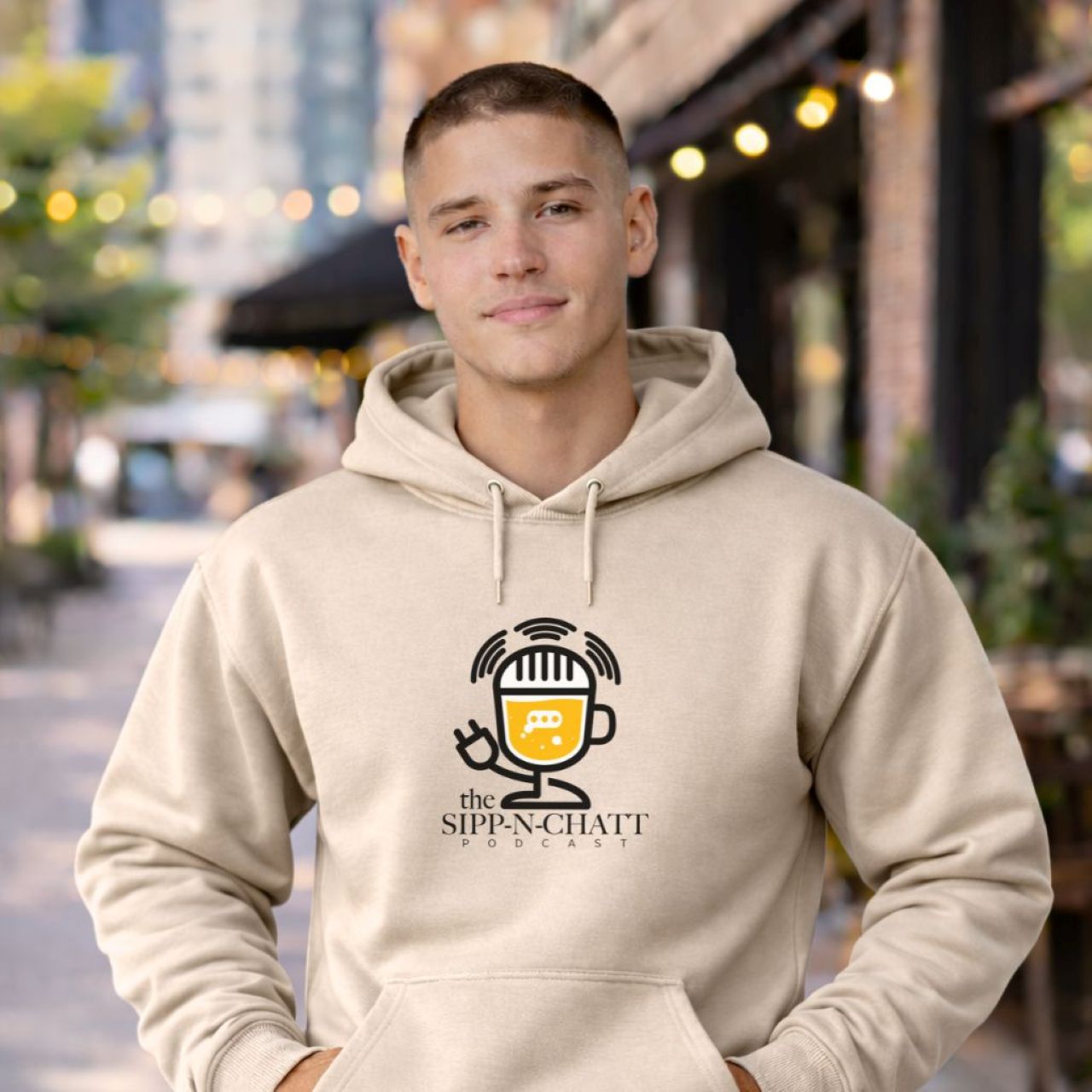 Sipp-N-Chatt Unisex Hoodie-Sand product thumbnail image Sipp-N-Chatt Unisex Hoodie-Sand product thumbnail image