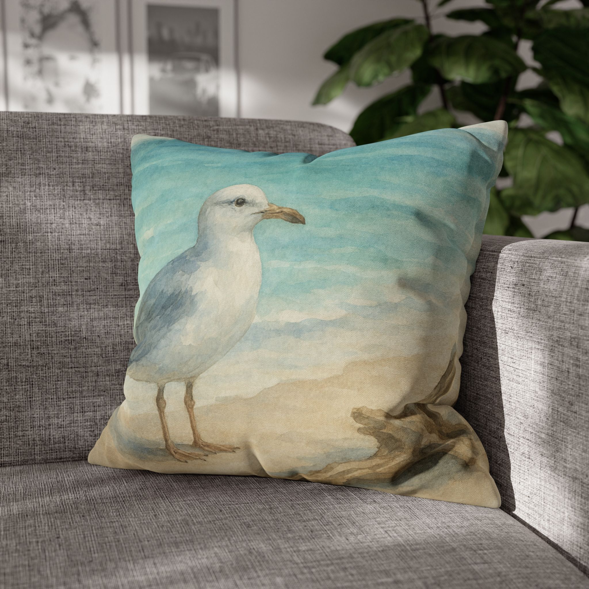 Coastal Seagull Art Pillow Accent Pillows, 4 sizes product thumbnail image