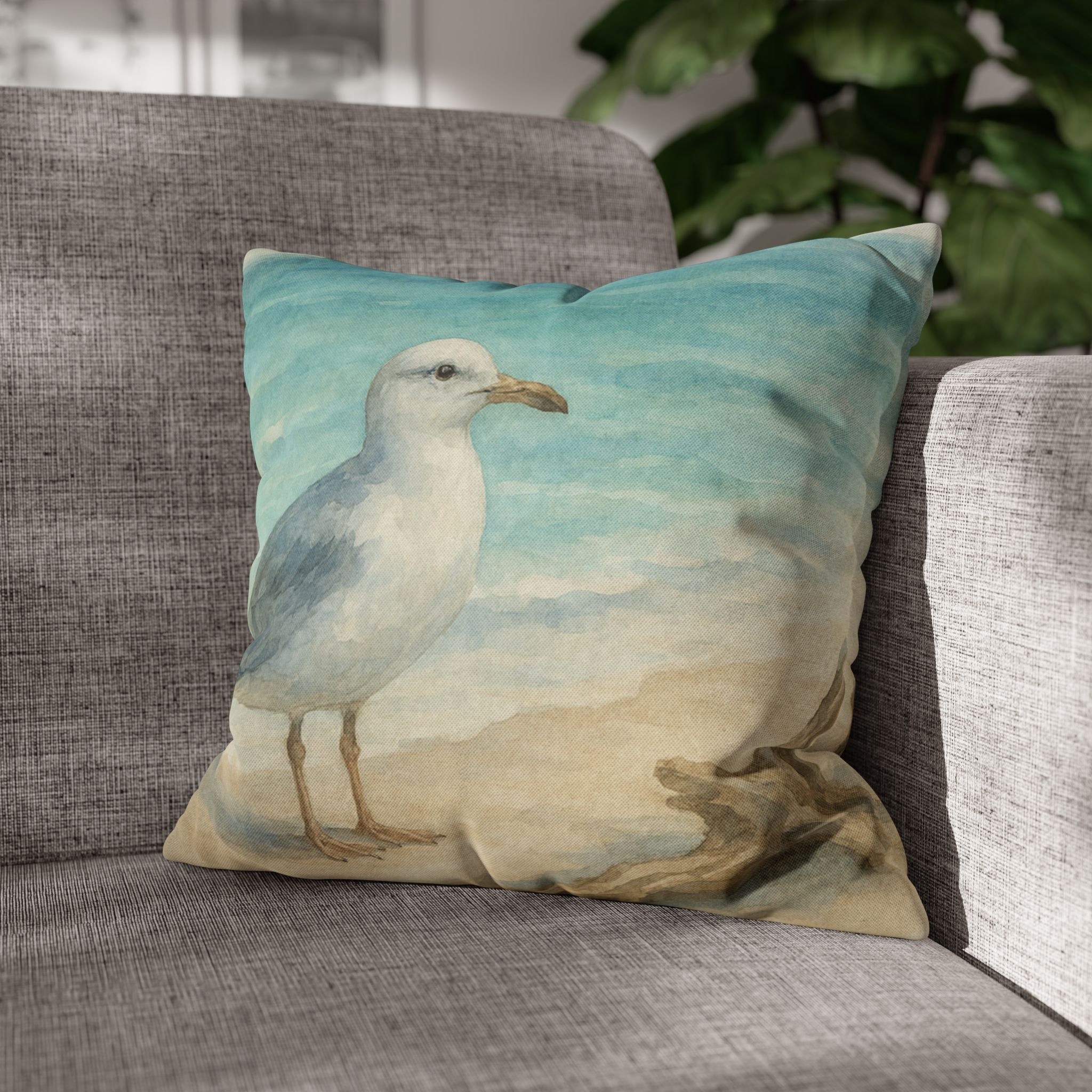 Coastal Seagull Art Pillow Accent Pillows, 4 sizes product thumbnail image