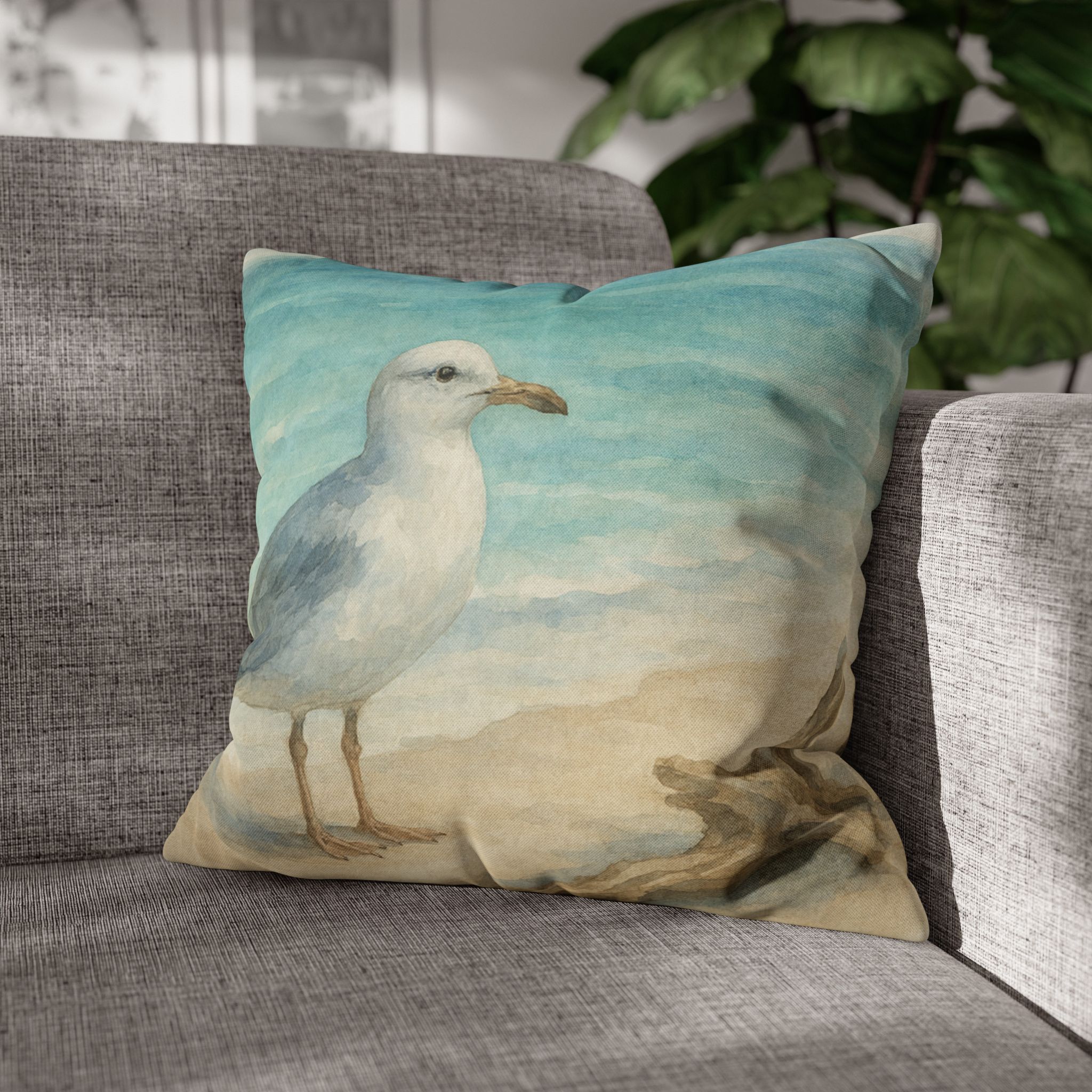 Coastal Seagull Art Pillow Accent Pillows, 4 sizes product thumbnail image Coastal Seagull Art Pillow Accent Pillows, 4 sizes product thumbnail image