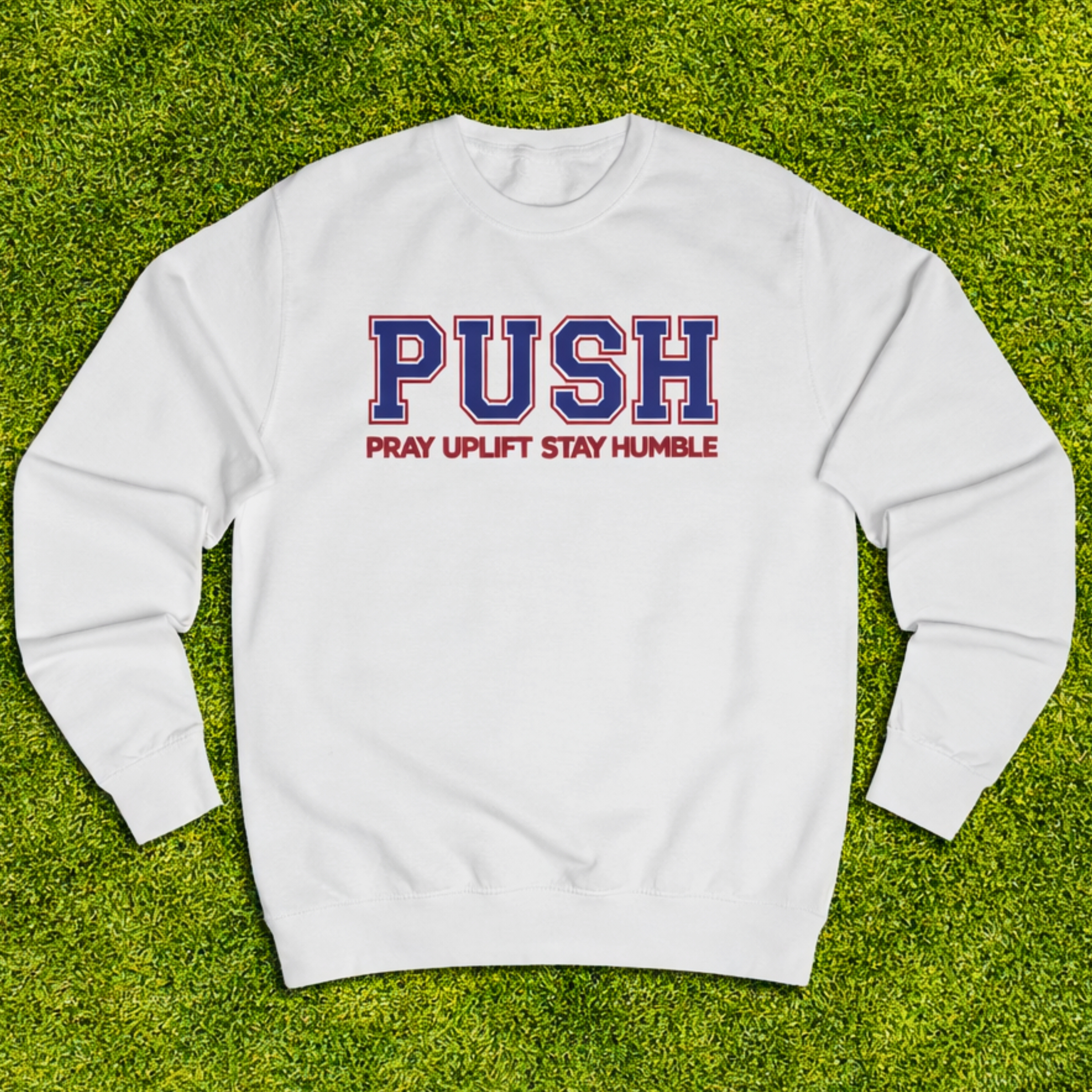 Unisex "PUSH" Navy/Artic White/Red Sweatshirt