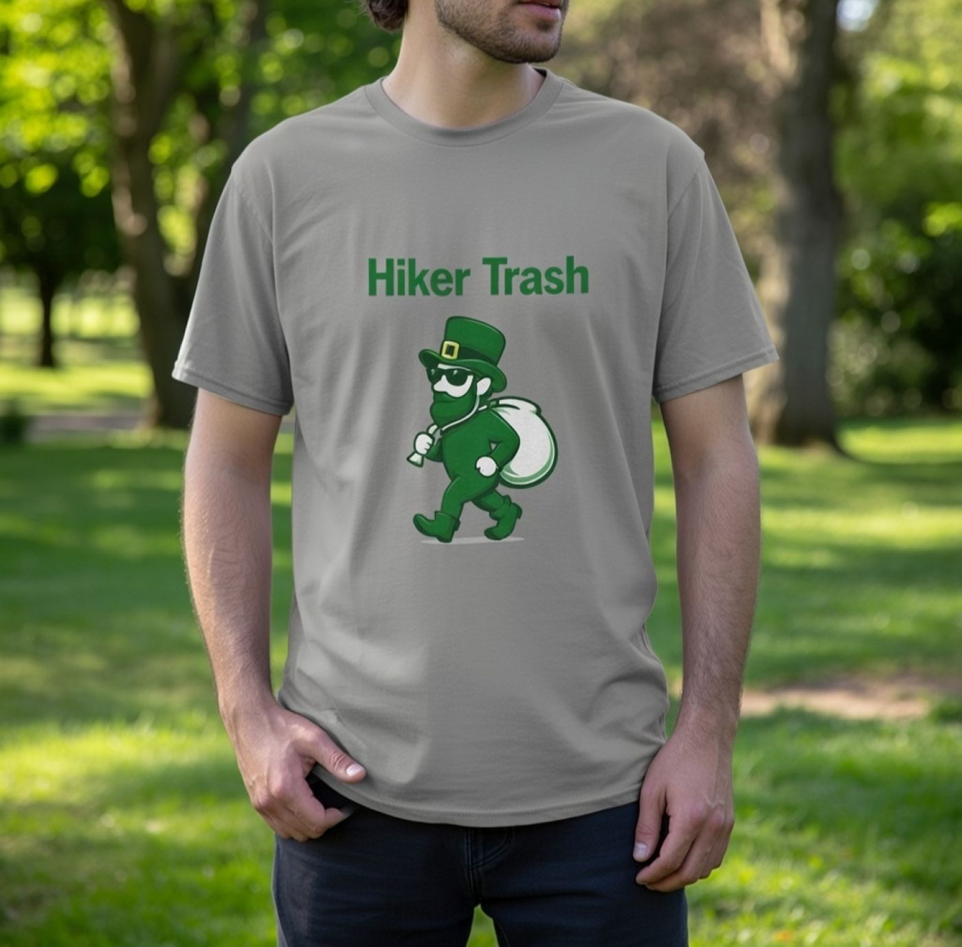 Hiker Trash Tee – Garment-Dyed Cotton Graphic T-Shirt for Outdoor Enthusiasts &amp; Trail Humor product thumbnail image